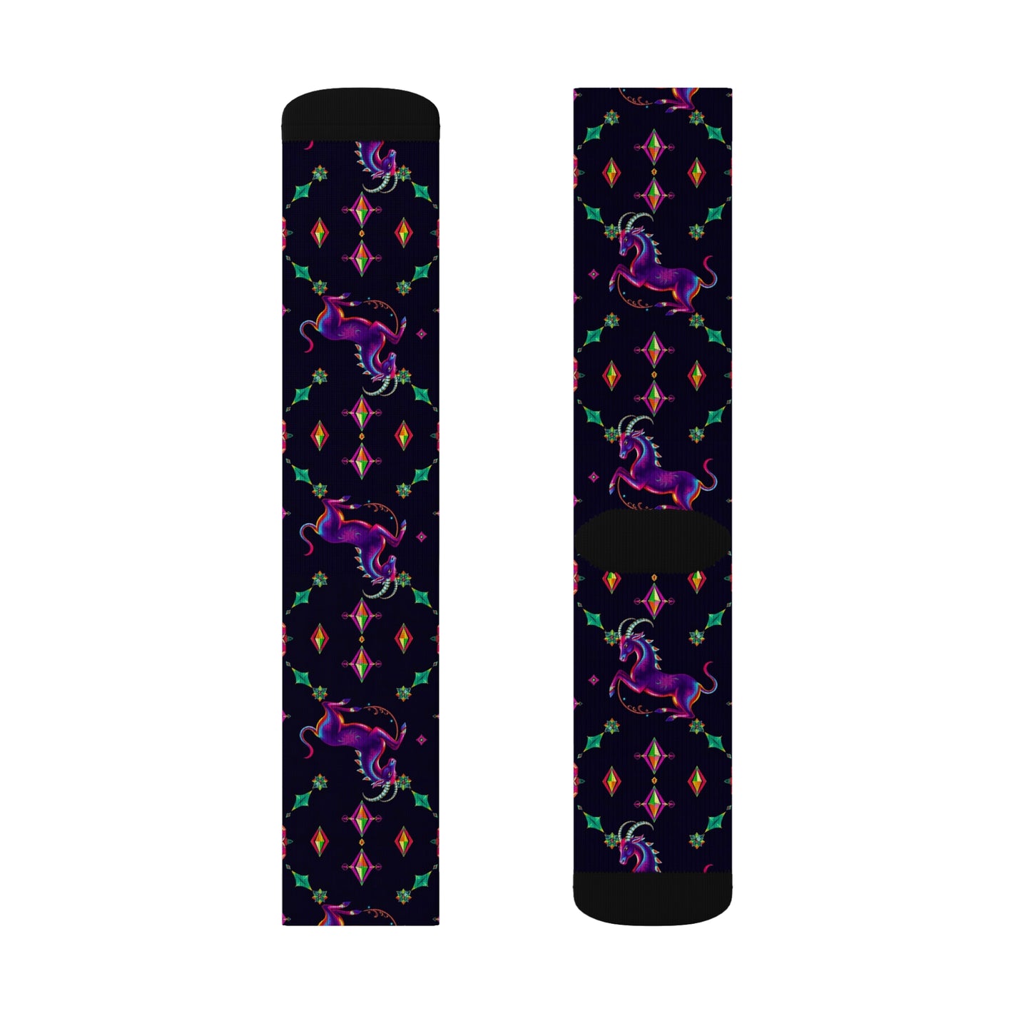 Sublimation Socks, Capricorn, Zodiac v3, Jewel Pattern