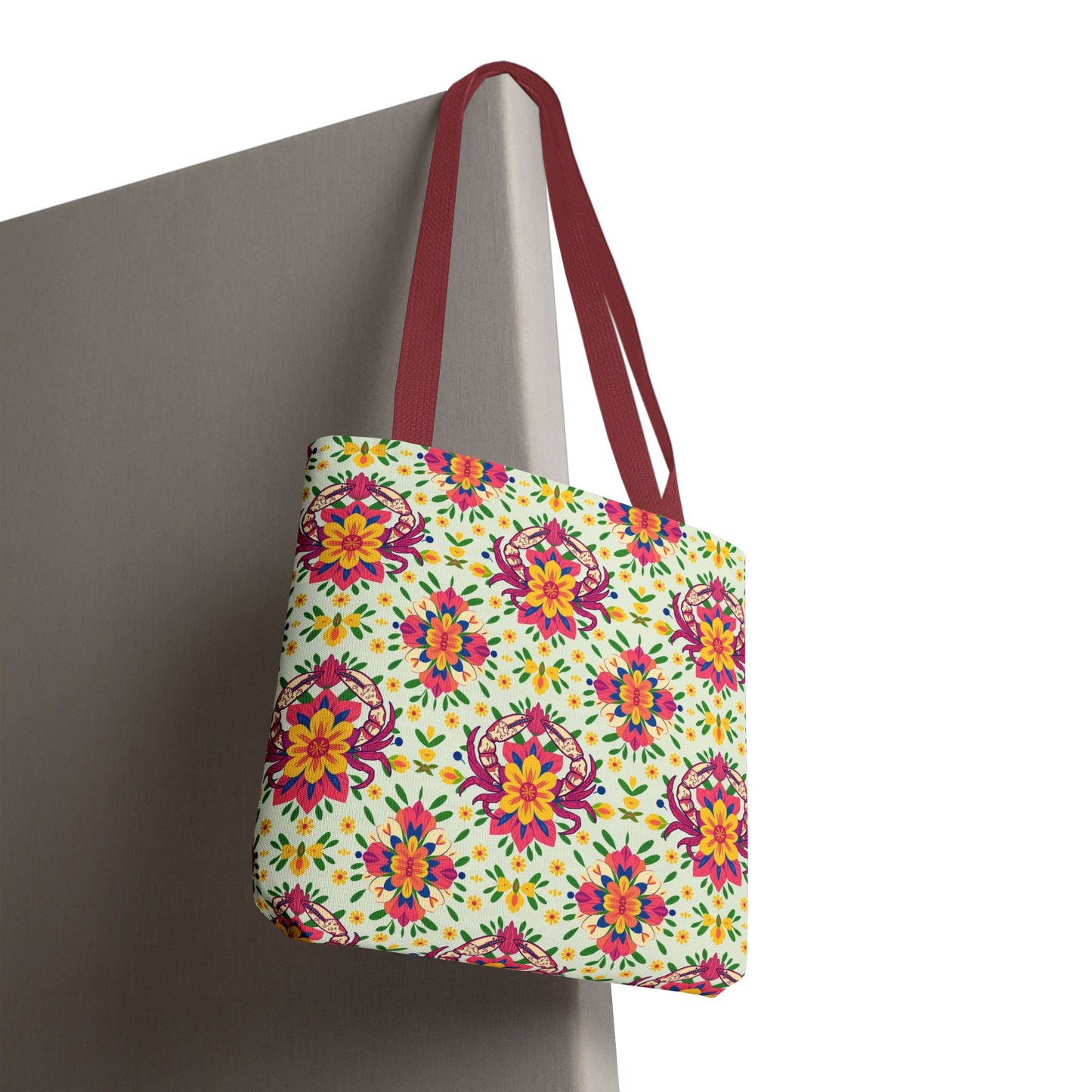 Tote Bag, (AOP), Cancer, Zodiac v2, Flower Pattern