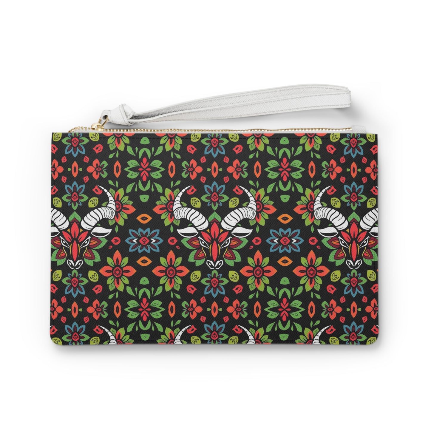 Clutch Bag, Taurus, Zodiac v3, Flower Pattern