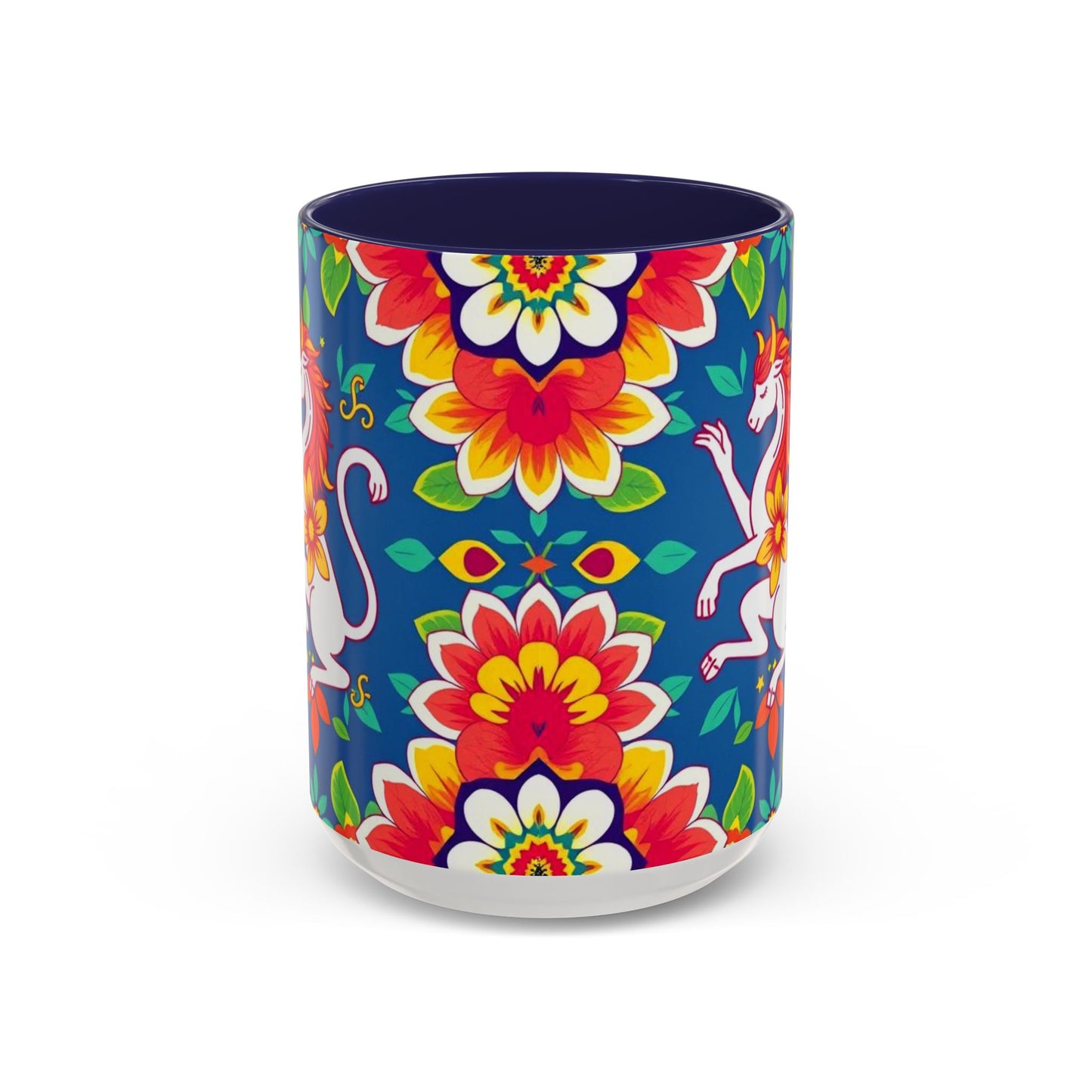 Accent Coffee Mug, Virgo, Zodiac v3. Flower Pattern, (11, 15oz)