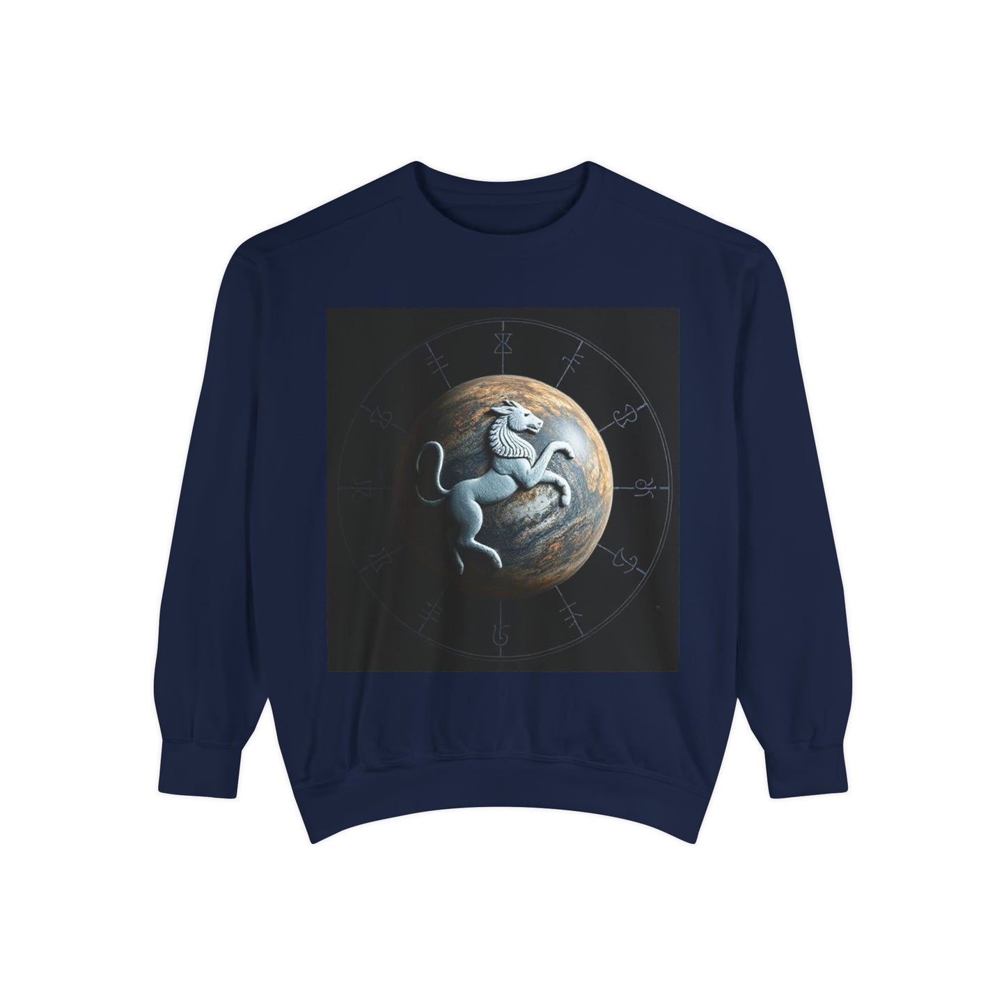 Garment-Dyed Sweatshirt, Unisex, Space Animal Design, Aquarius