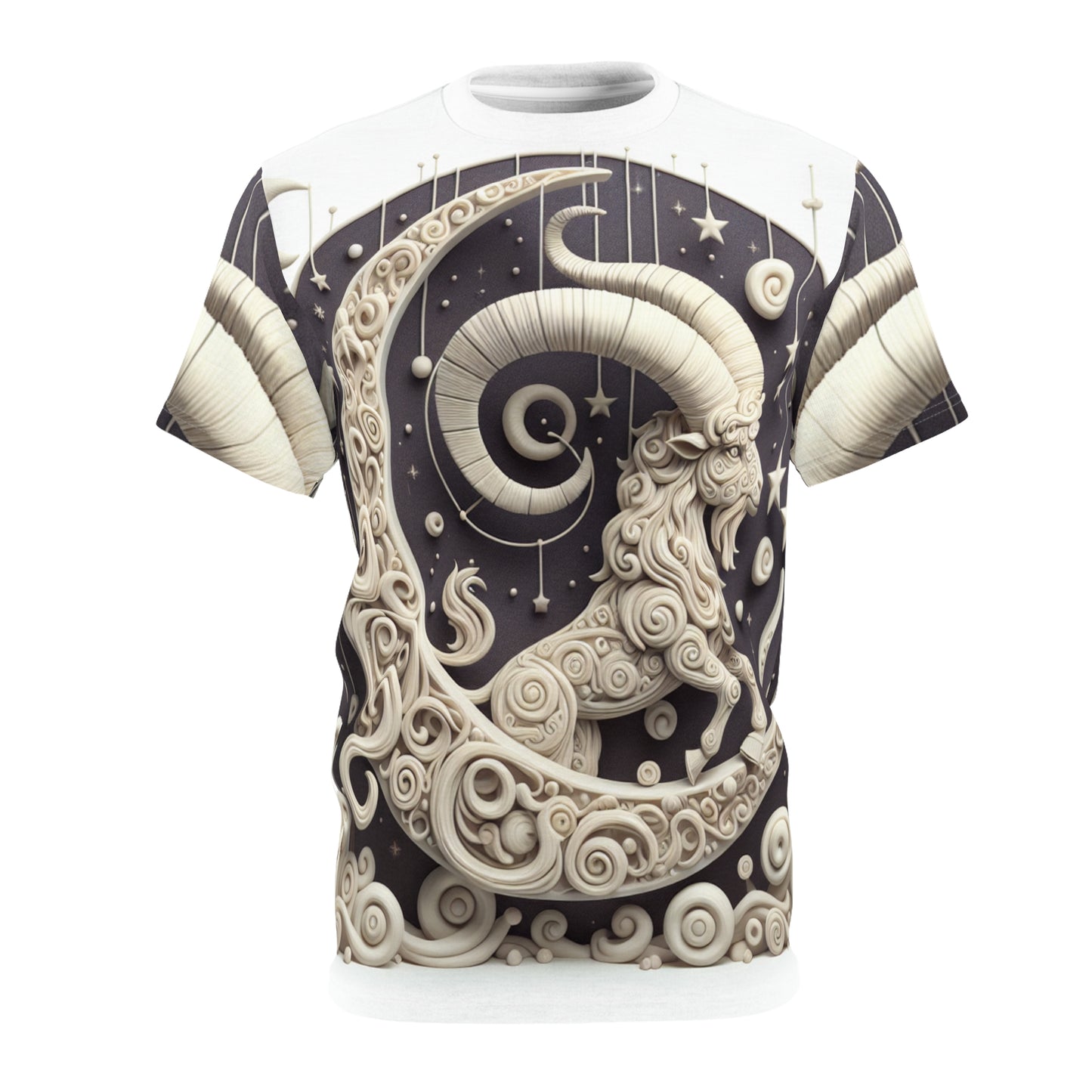Unisex Cut & Sew T-Shirt (AOP), Capricorn Animal, Zodiac Design, Regular fit, 100% Polyester