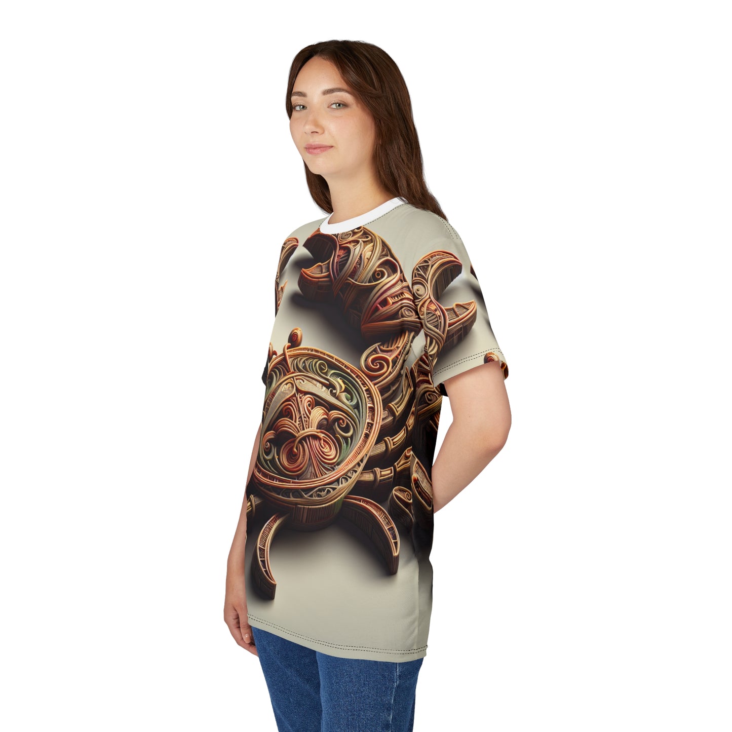 Unisex Cut & Sew T-Shirt (AOP), Artifact Crab, Cancer Zodiac Design, Regular fit, 100% Polyester