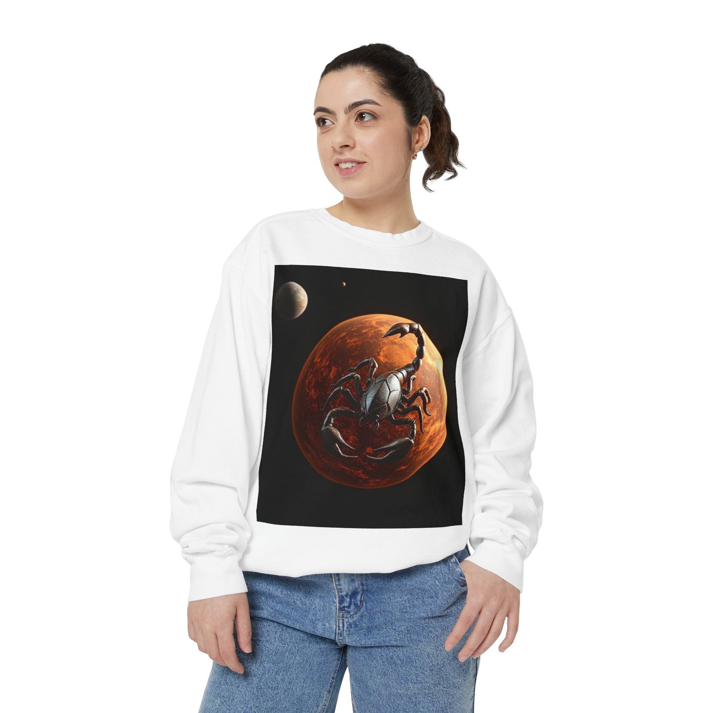 Garment-Dyed Sweatshirt, Unisex, Space Animal Design, Scorpio