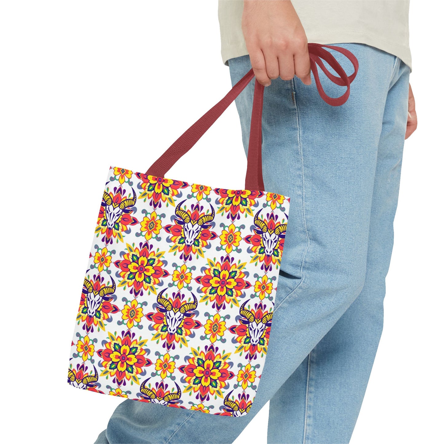 Tote Bag (AOP), Taurus, Zodiac, Flower Pattern
