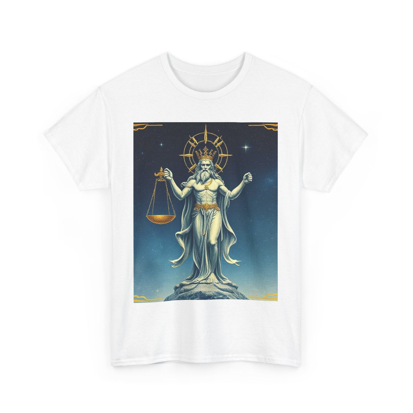 Unisex Heavy Cotton T-Shirt, Space, Libra God, Zodiac Design