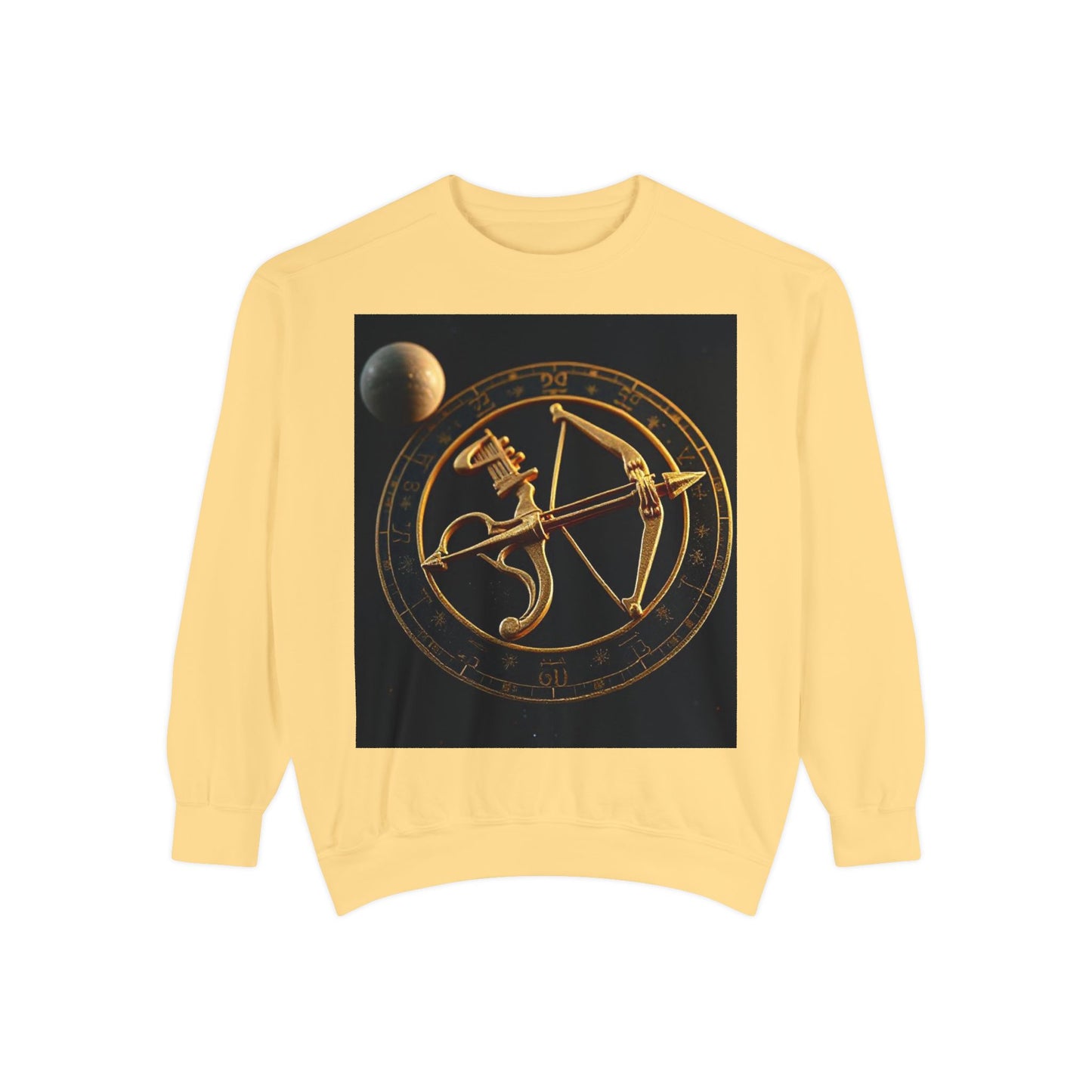 Garment-Dyed Sweatshirt, Unisex, Space Symbol Design, Sagittarius