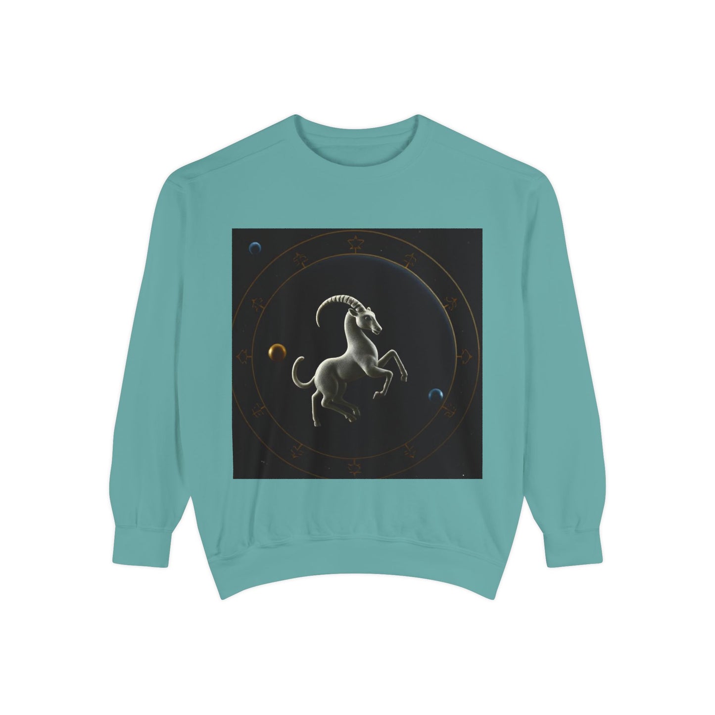 Garment-Dyed Sweatshirt, Unisex, Space Animal Design v1, Capricorn