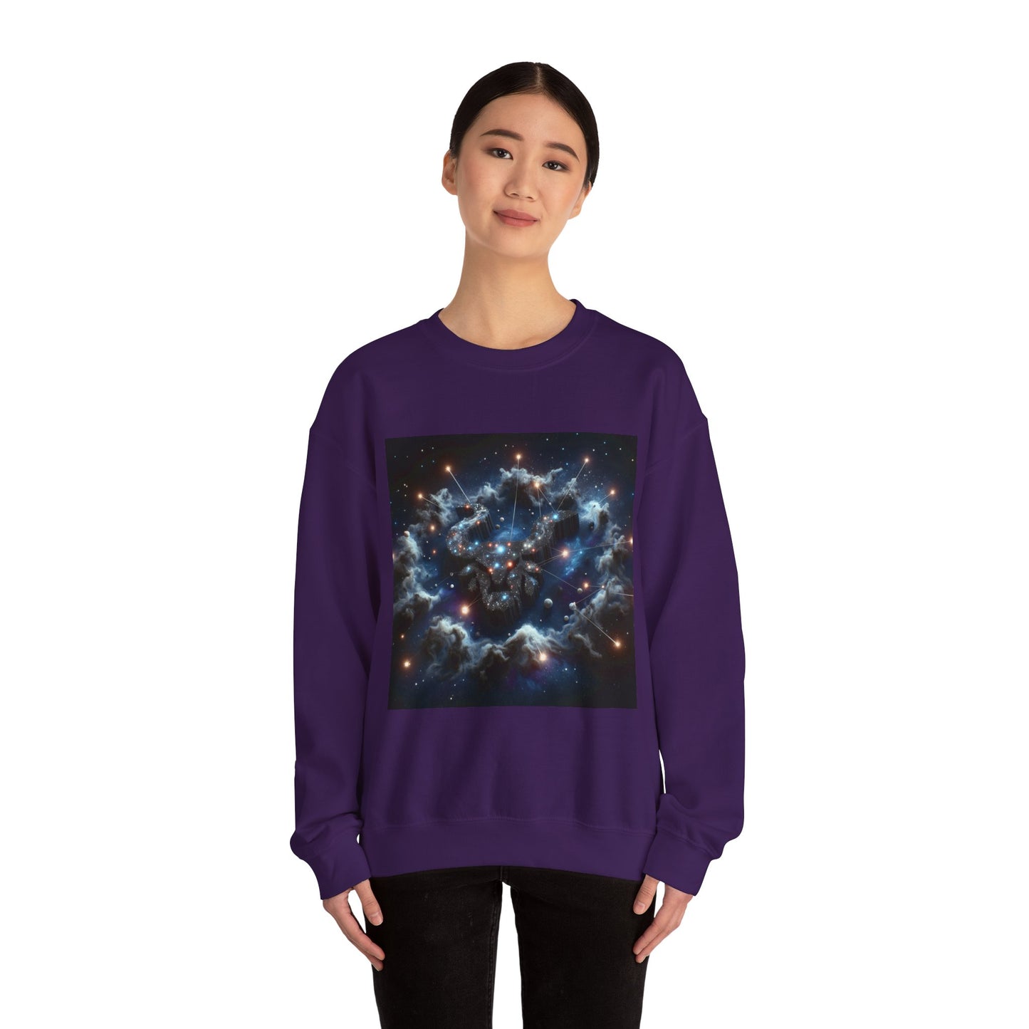 Unisex Heavy Blend™ Crewneck Sweatshirt, Space Bullhead, Taurus Zodiac Design