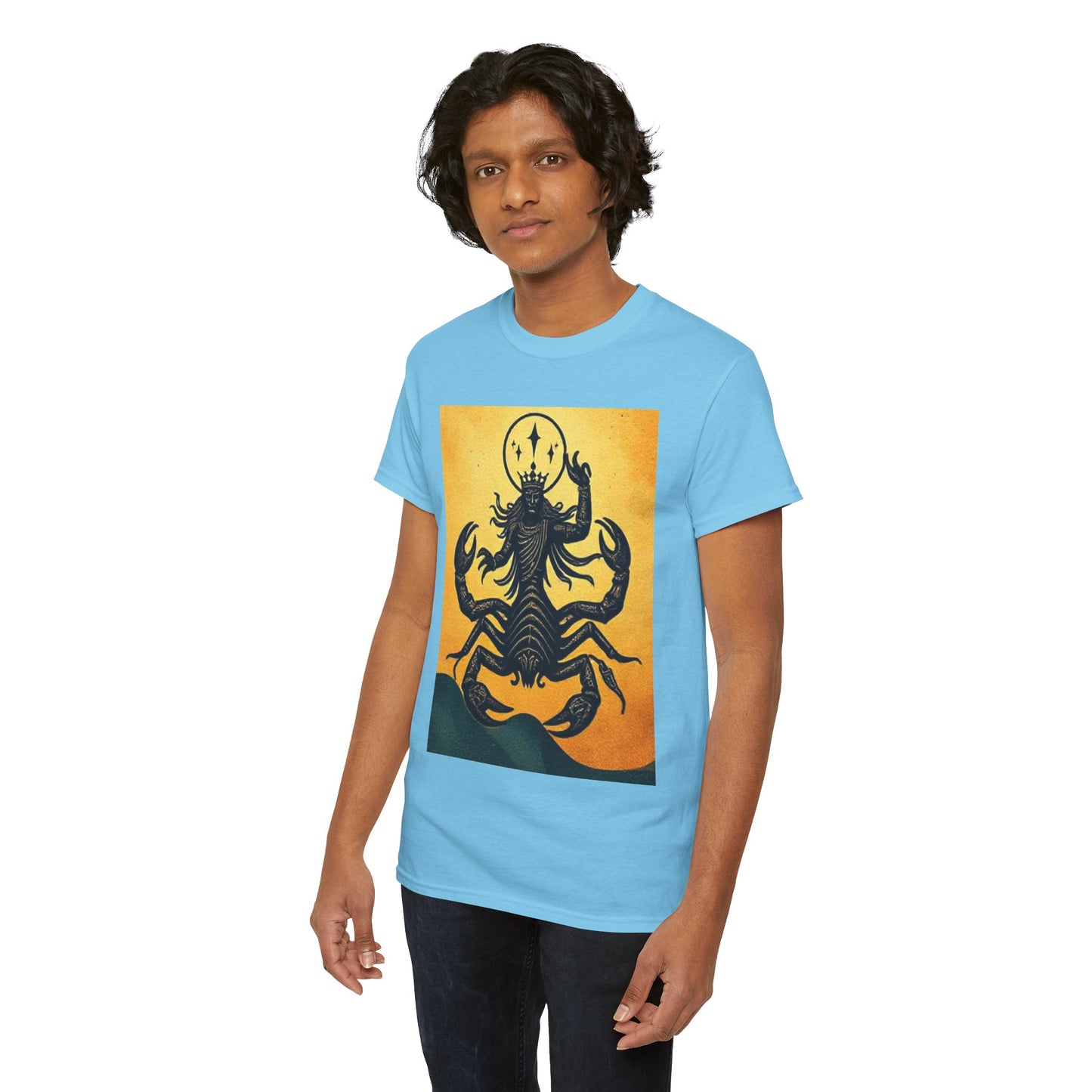 Unisex Heavy Cotton T-Shirt, Scorpion King, Print Art v1, Scorpio Zodiac Design