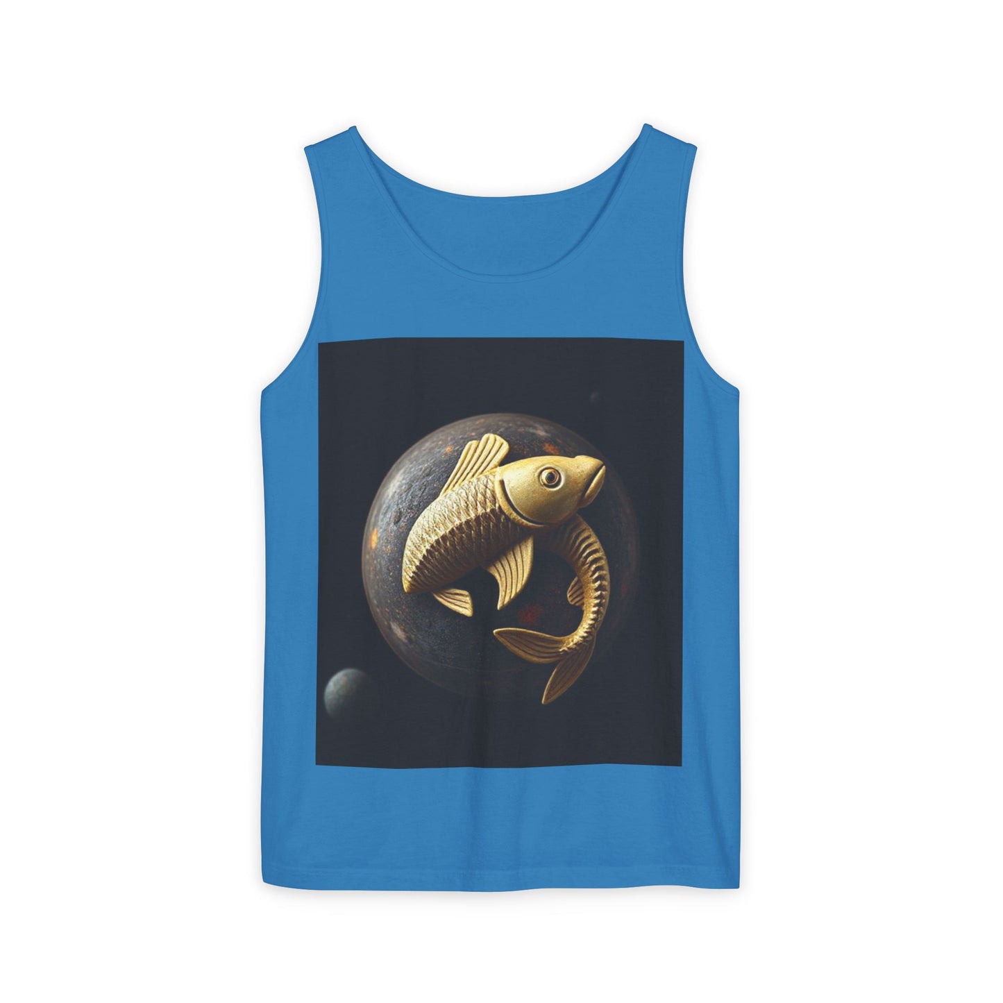 Unisex Garment-Dyed, Tank Top, Pisces Design, Space Animal v1, 100% US cotton