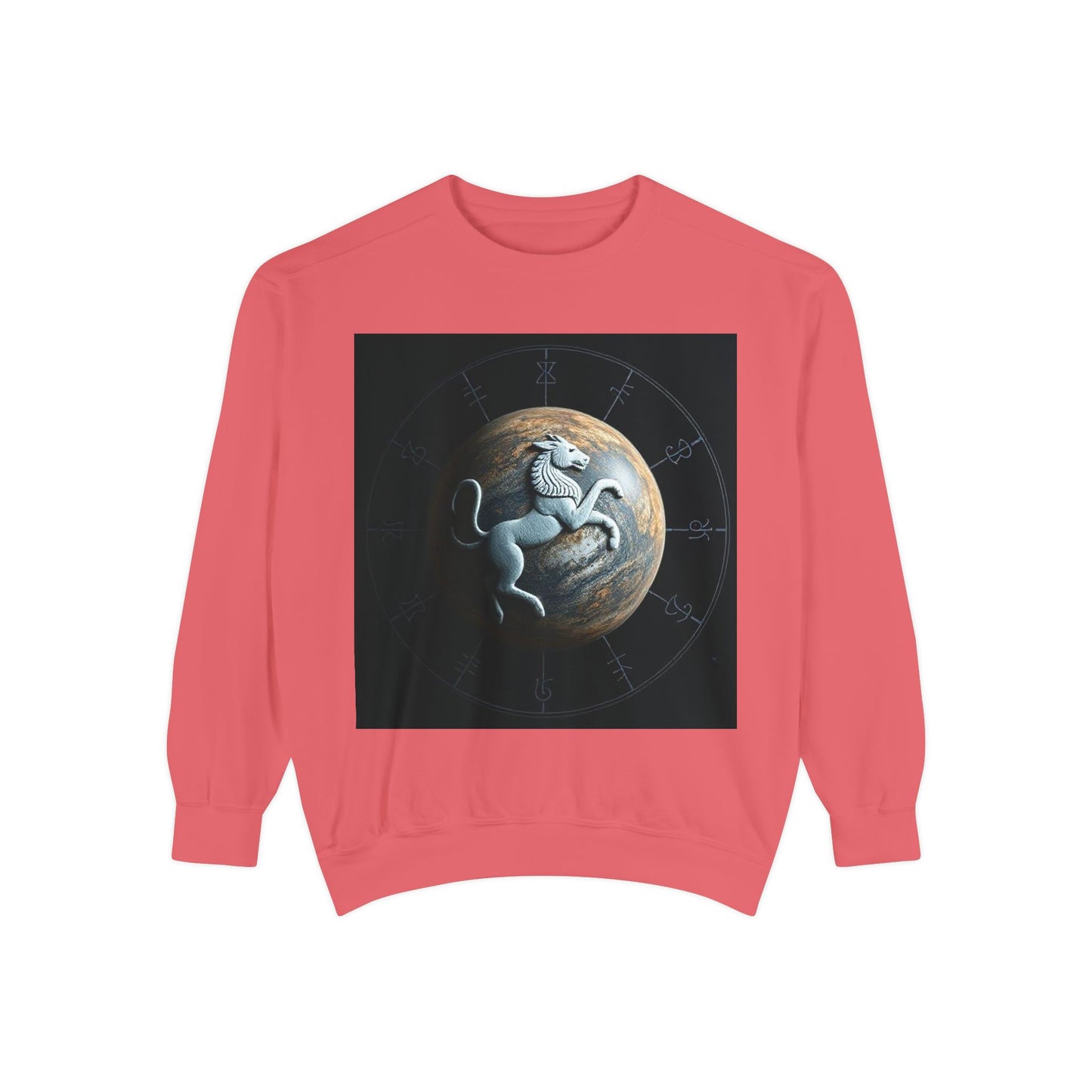 Garment-Dyed Sweatshirt, Unisex, Space Animal Design, Aquarius