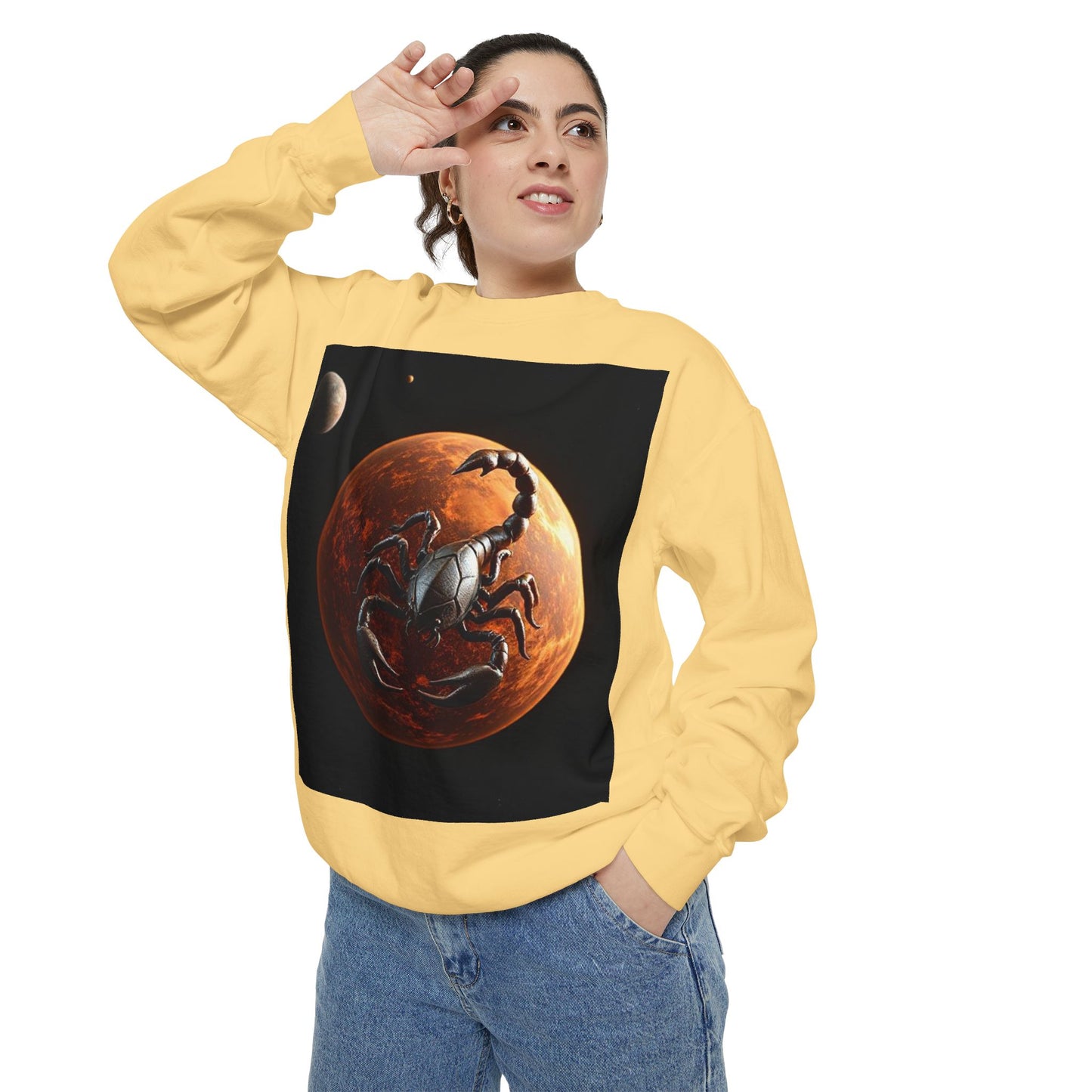 Garment-Dyed Sweatshirt, Unisex, Space Animal Design, Scorpio