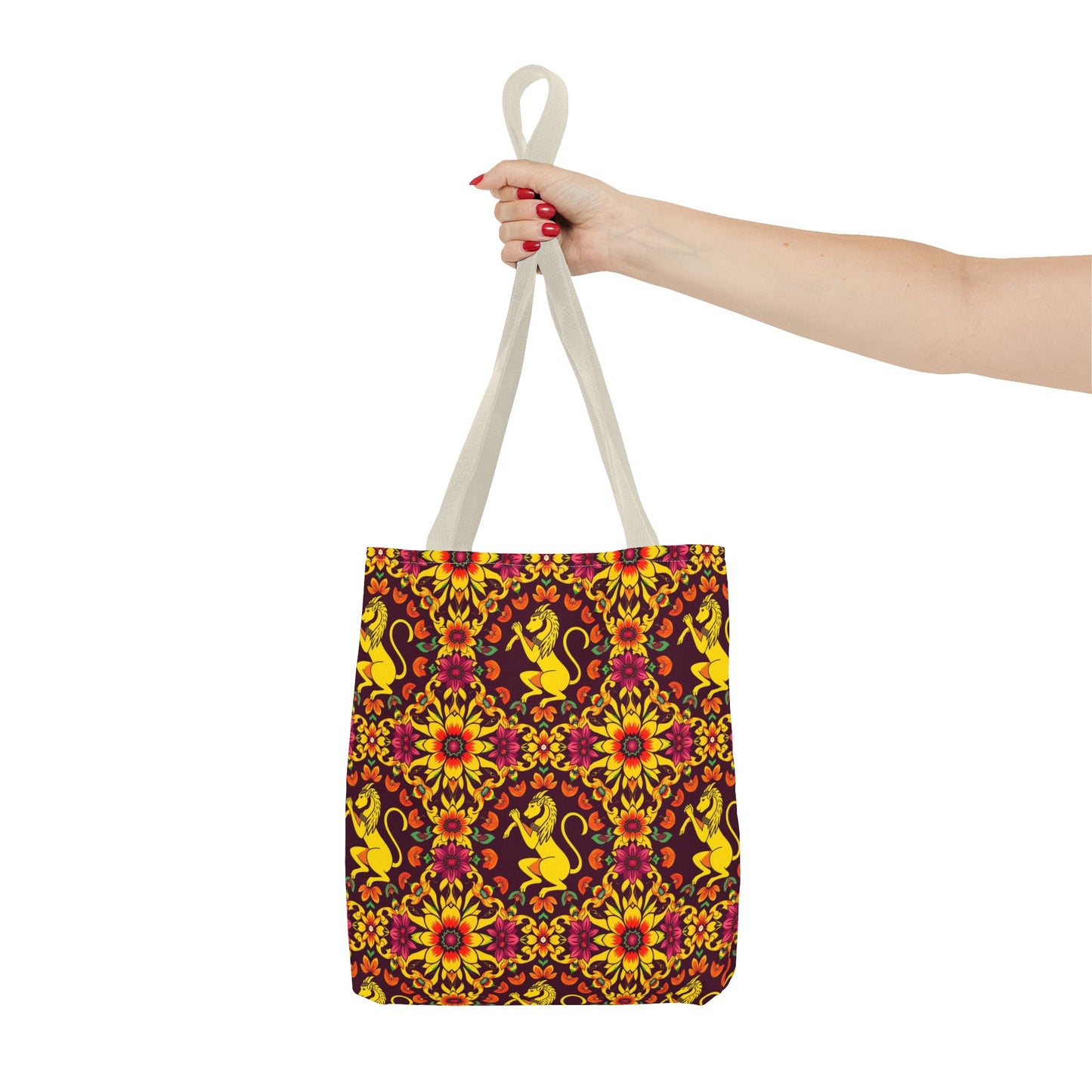 Tote Bag (AOP), Virgo, Zodiac v2, Flower Pattern