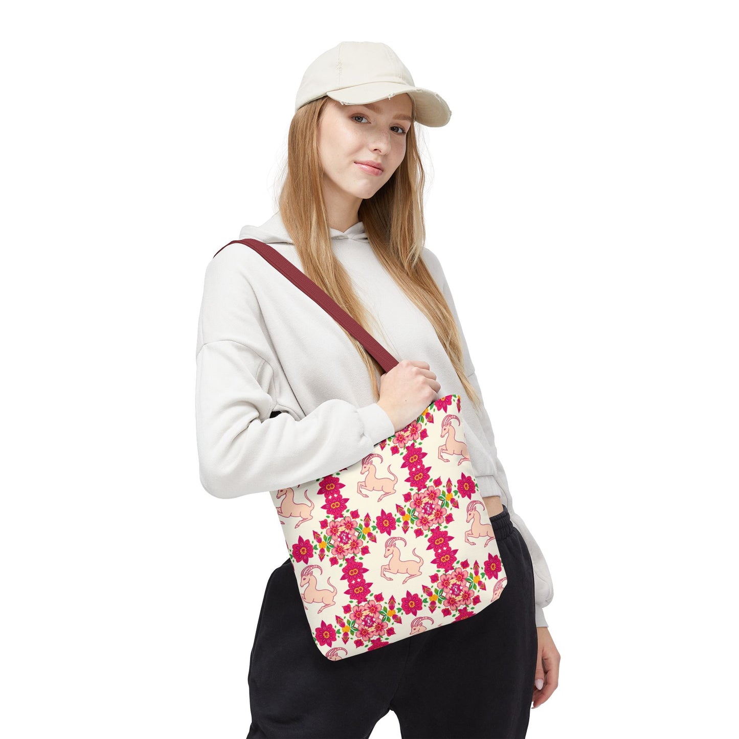 Tote Bag (AOP), Capricorn, Zodiac, Flower Pattern