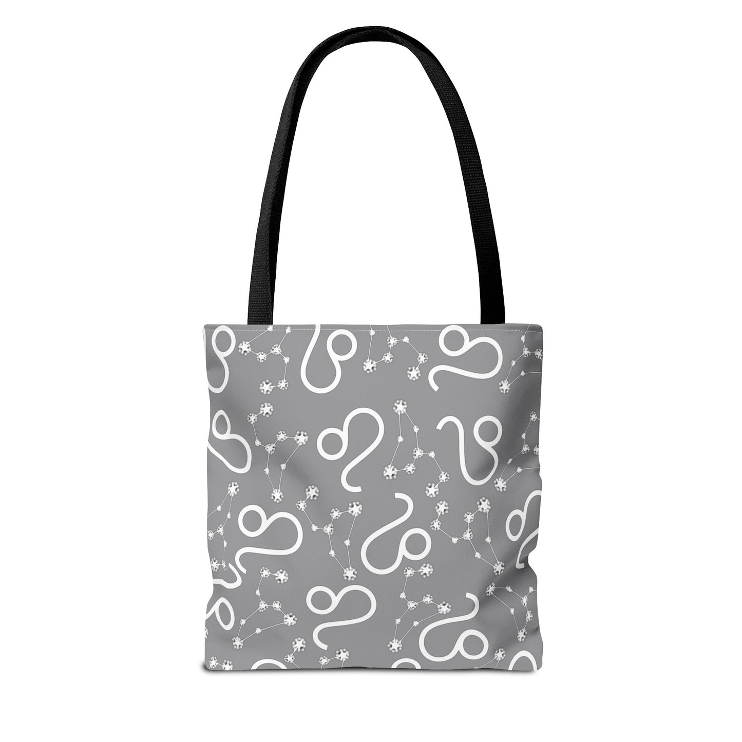 Tote Bag, Leo Zodiac Sign, AOP, (Grey, White)