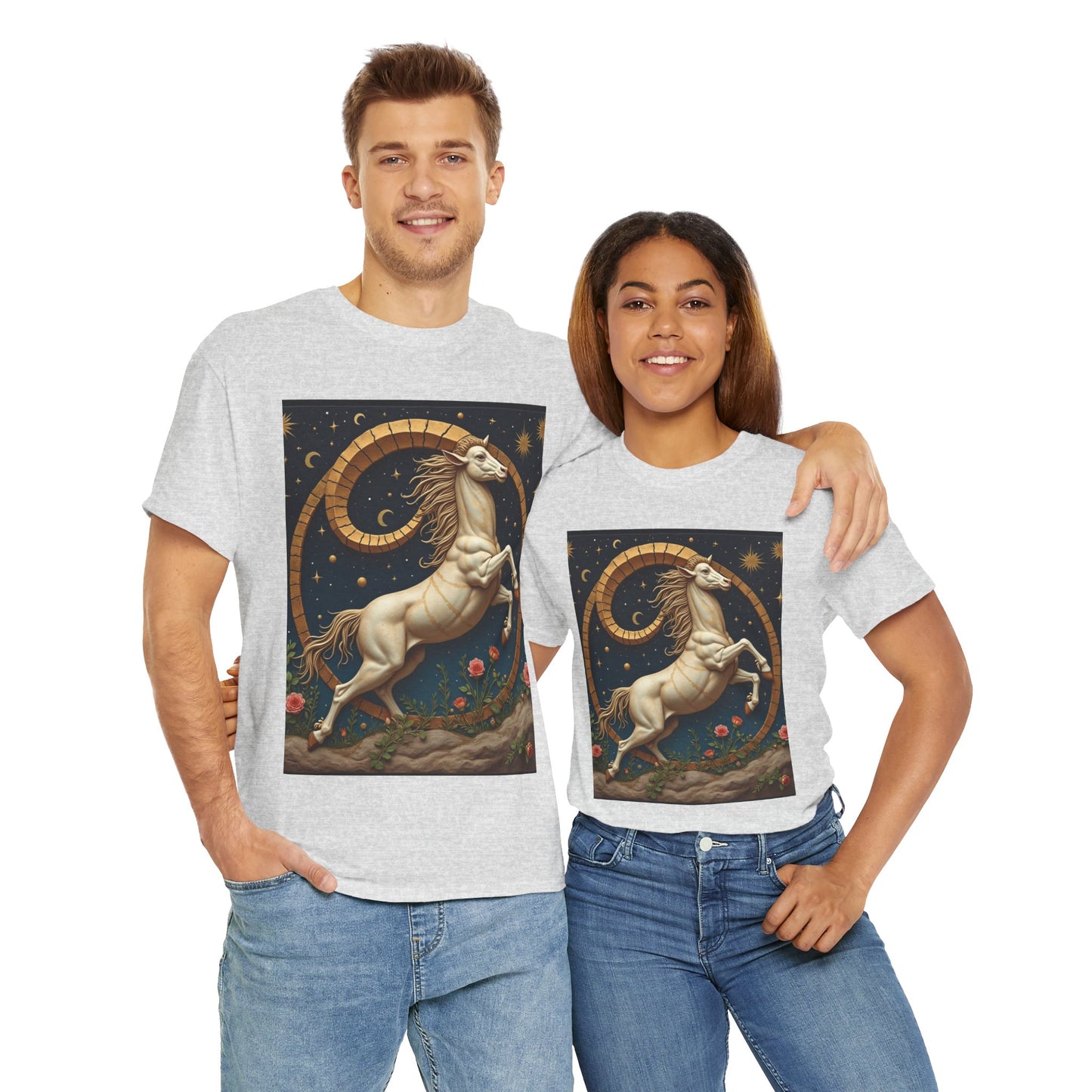 Unisex Heavy Cotton T-Shirt, Aries Animal 1v, Zodiac Design