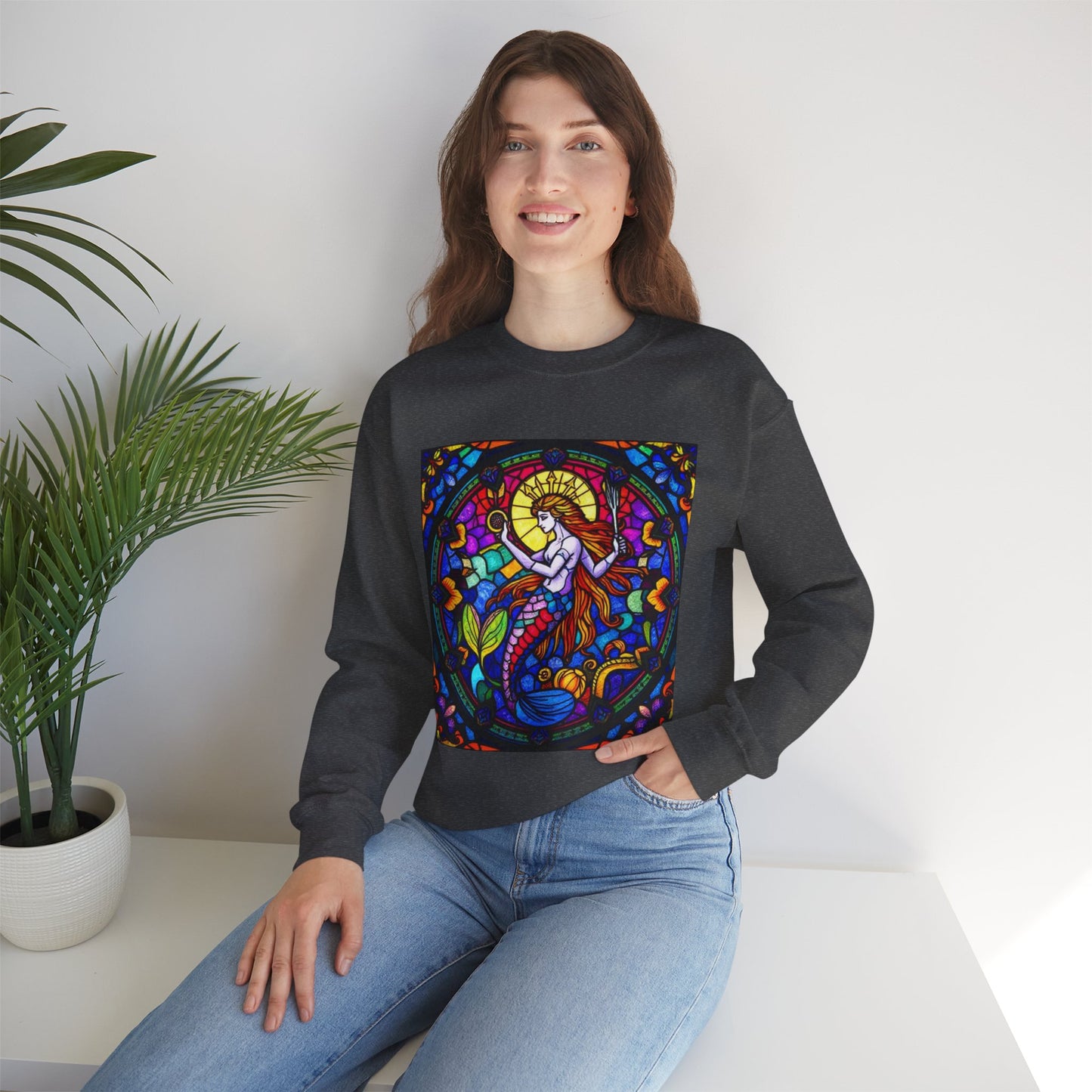 Unisex Heavy Blend™ Crewneck Sweatshirt, Glass 1, Aquarius Zodiac Design