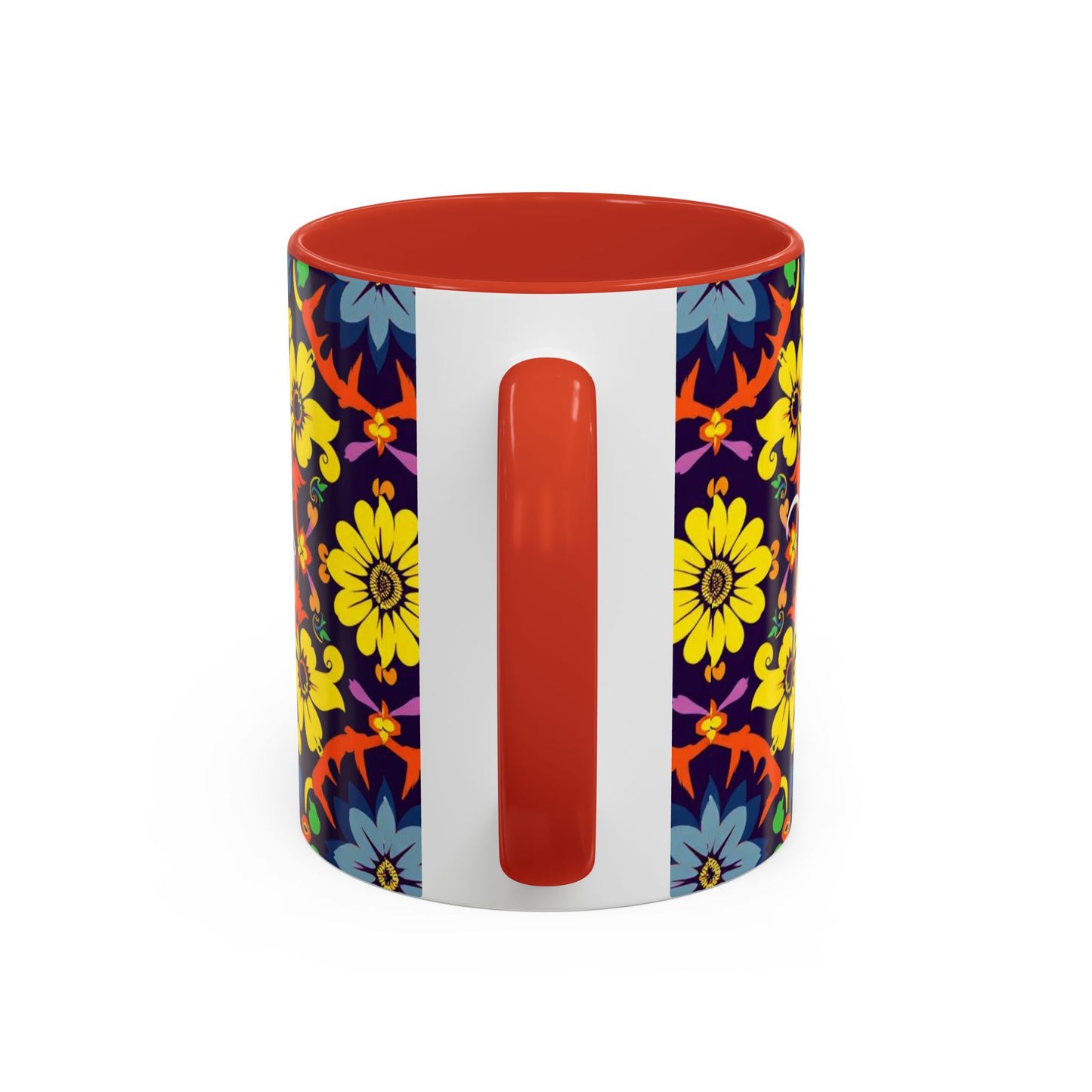 Accent Coffee Mug, Aquarius, Zodiac v1, Flower Pattern, (11, 15oz)