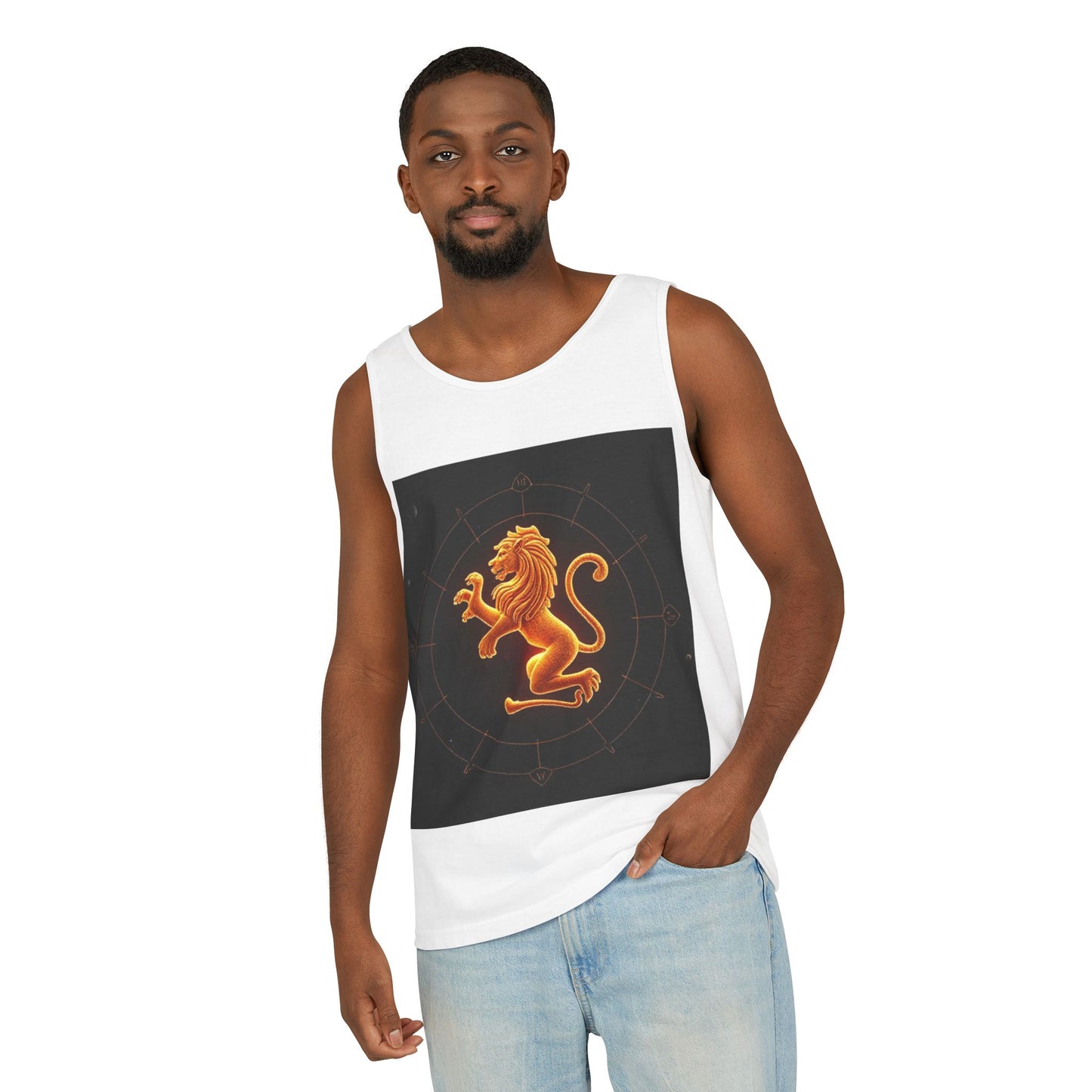 Unisex Garment-Dyed, Tank Top, Leo Design, Space Animal v1, 100% US cotton