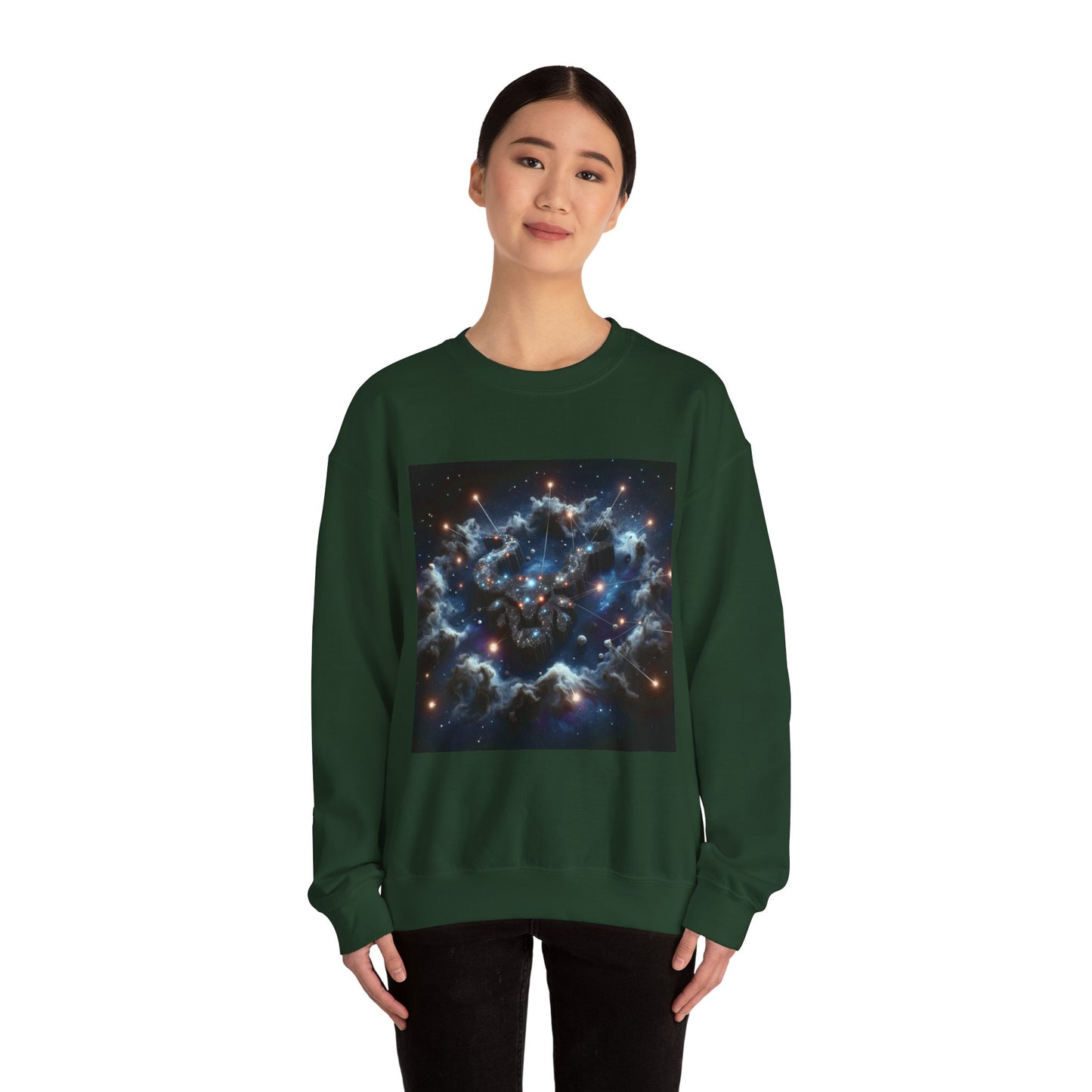 Unisex Heavy Blend™ Crewneck Sweatshirt, Space Bullhead, Taurus Zodiac Design