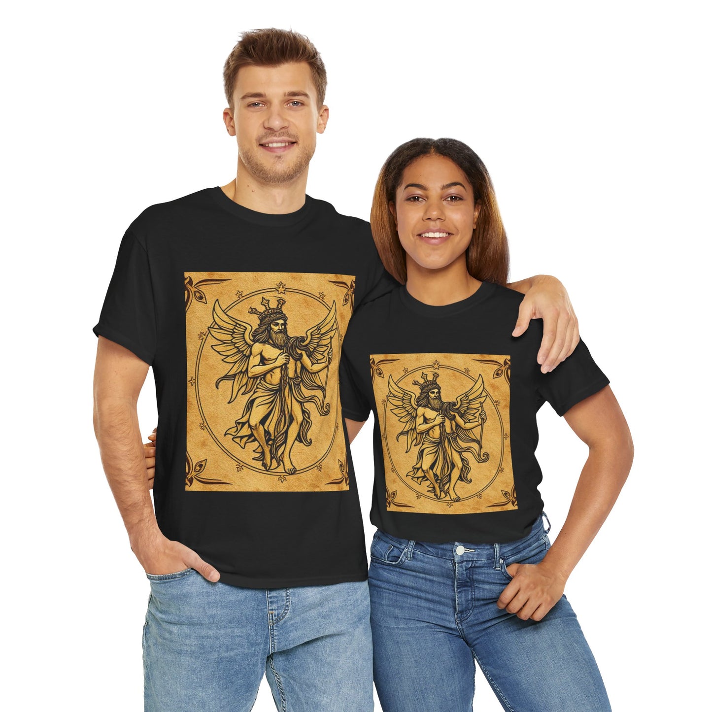Unisex Heavy Cotton T-Shirt, Pencil Art, Gemini Zodiac Design