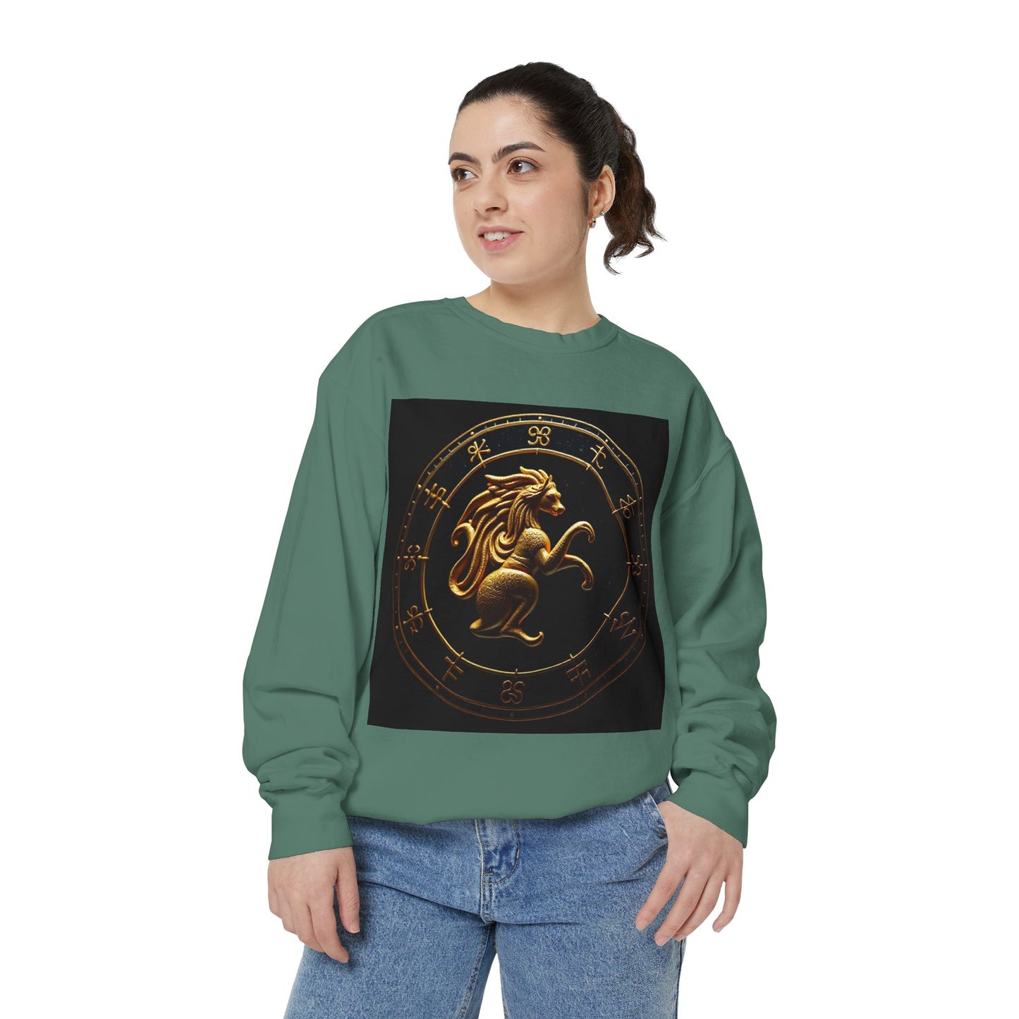 Garment-Dyed Sweatshirt, Unisex, Space Animal Design v1, Virgo