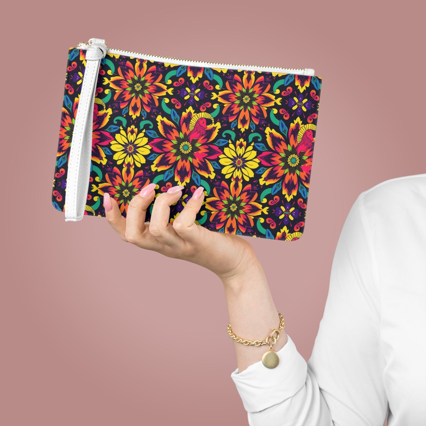 Clutch Bag, Capricorn, Zodiac v1, Flower Pattern