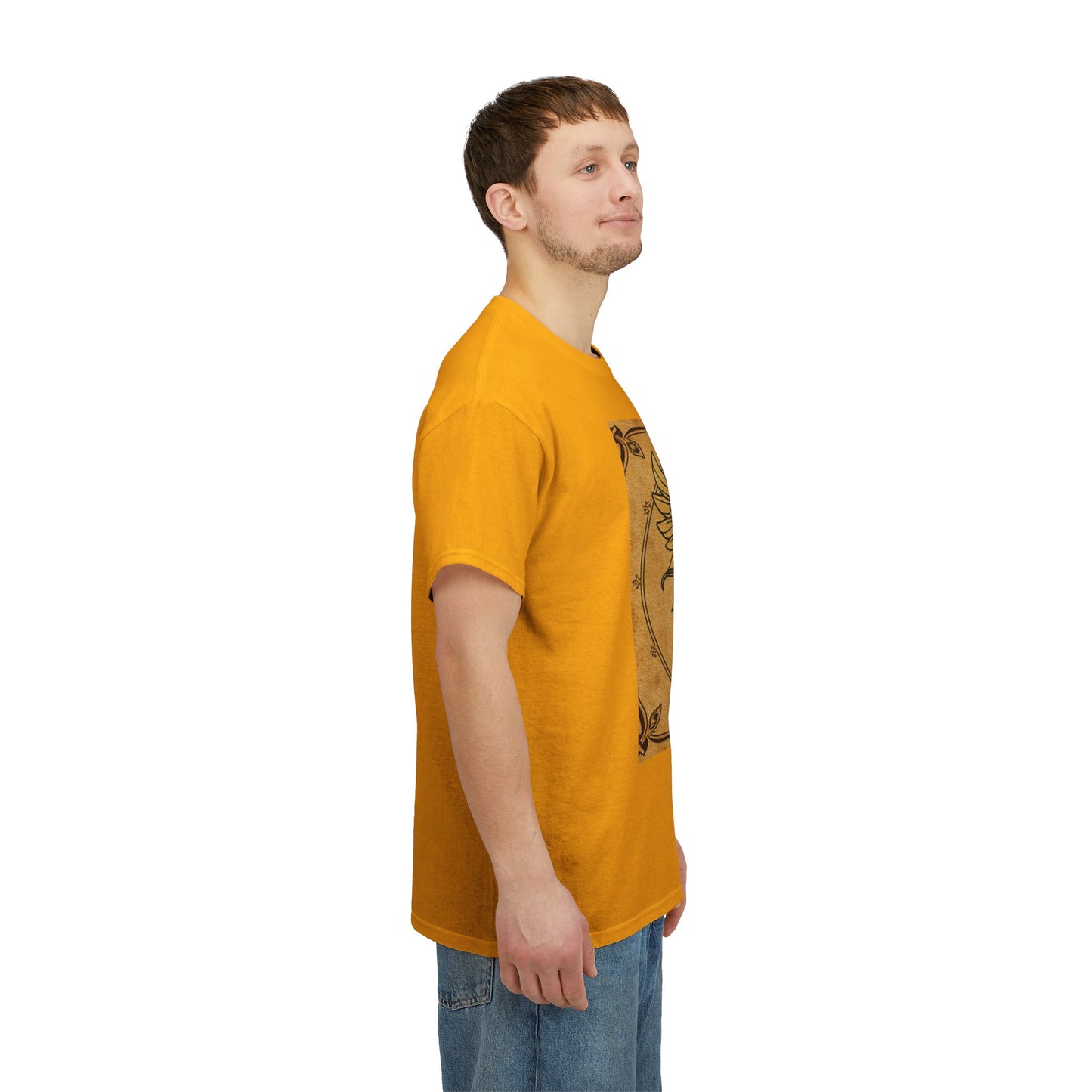 Unisex Heavy Cotton T-Shirt, Pencil Art v1, Gemini Zodiac Design