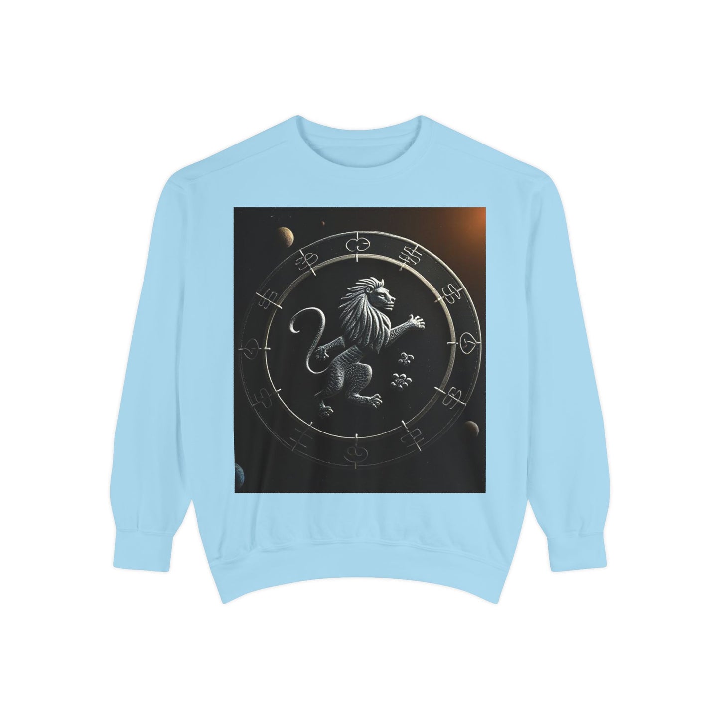 Garment-Dyed Sweatshirt, Unisex, Space Animal Design, Leo