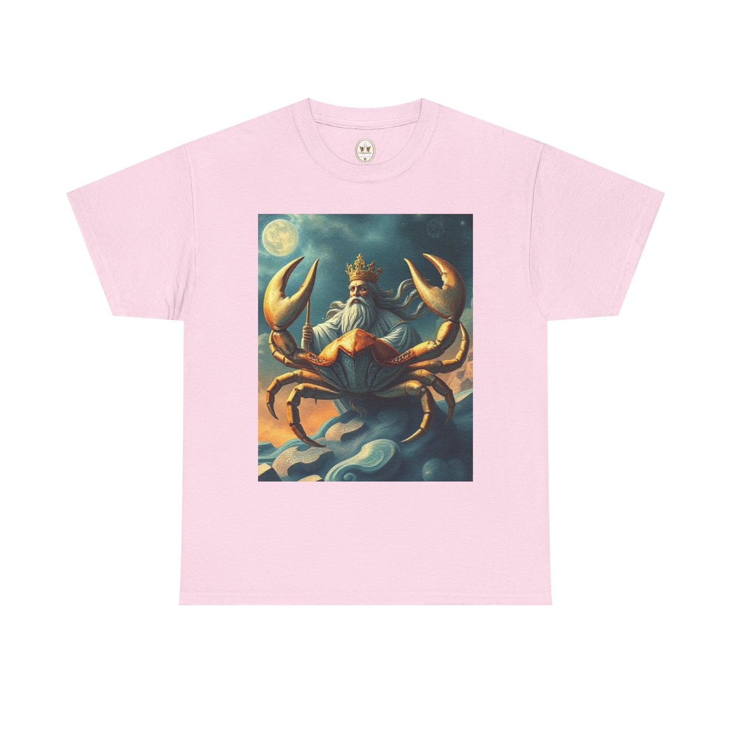 Unisex Heavy Cotton T-Shirt, Crustacean King v1, Cancer Zodiac Design