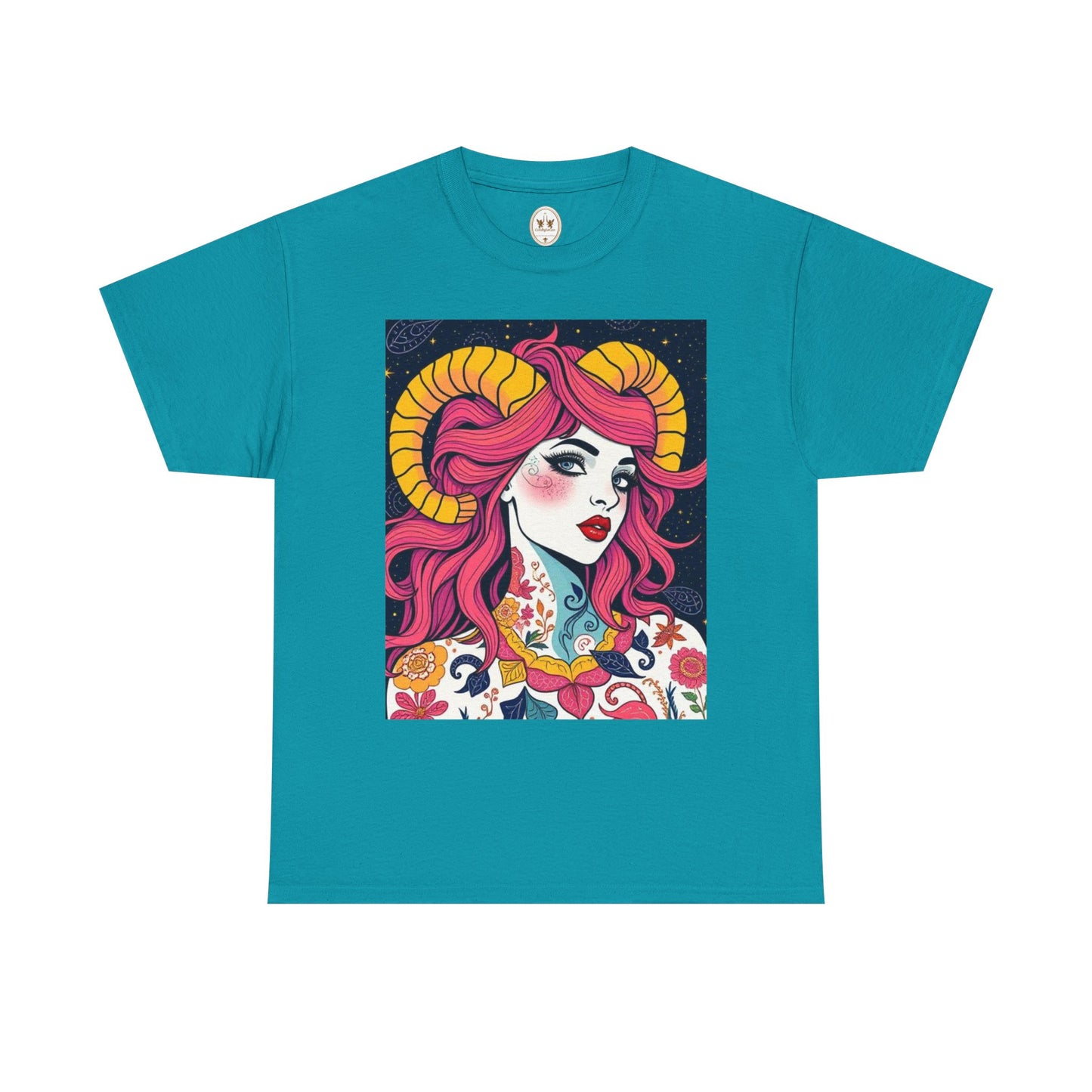 Unisex Heavy Cotton T-Shirt, Aries, Zodiac v2, Sexy Art