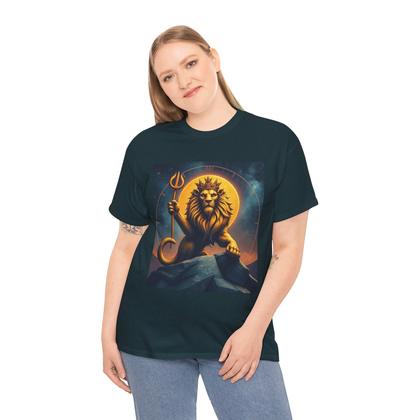 Unisex Heavy Cotton T-Shirt, King of Lions v2, Leo Zodiac Design
