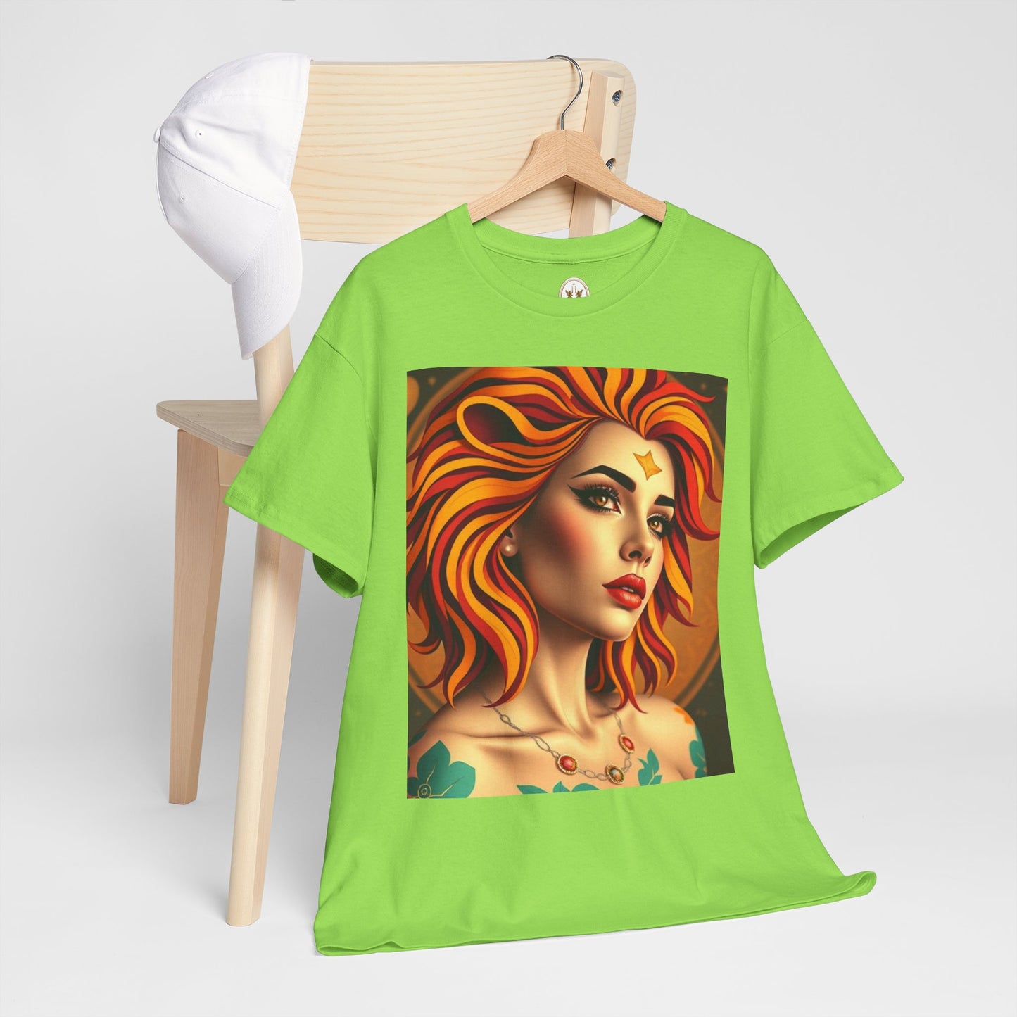Unisex Heavy Cotton T-Shirt, Leo, Zodiac v3, Sexy Art