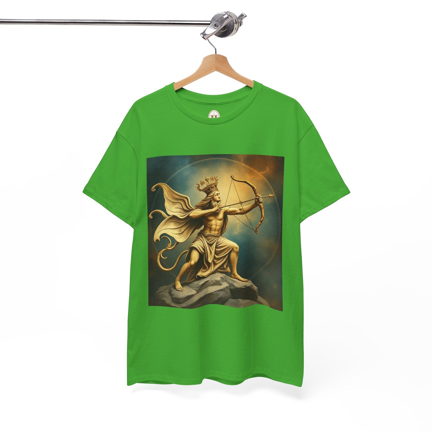 Unisex Heavy Cotton T-Shirt, Sagittarius King, Bow & Arrow v1, Zodiac Design