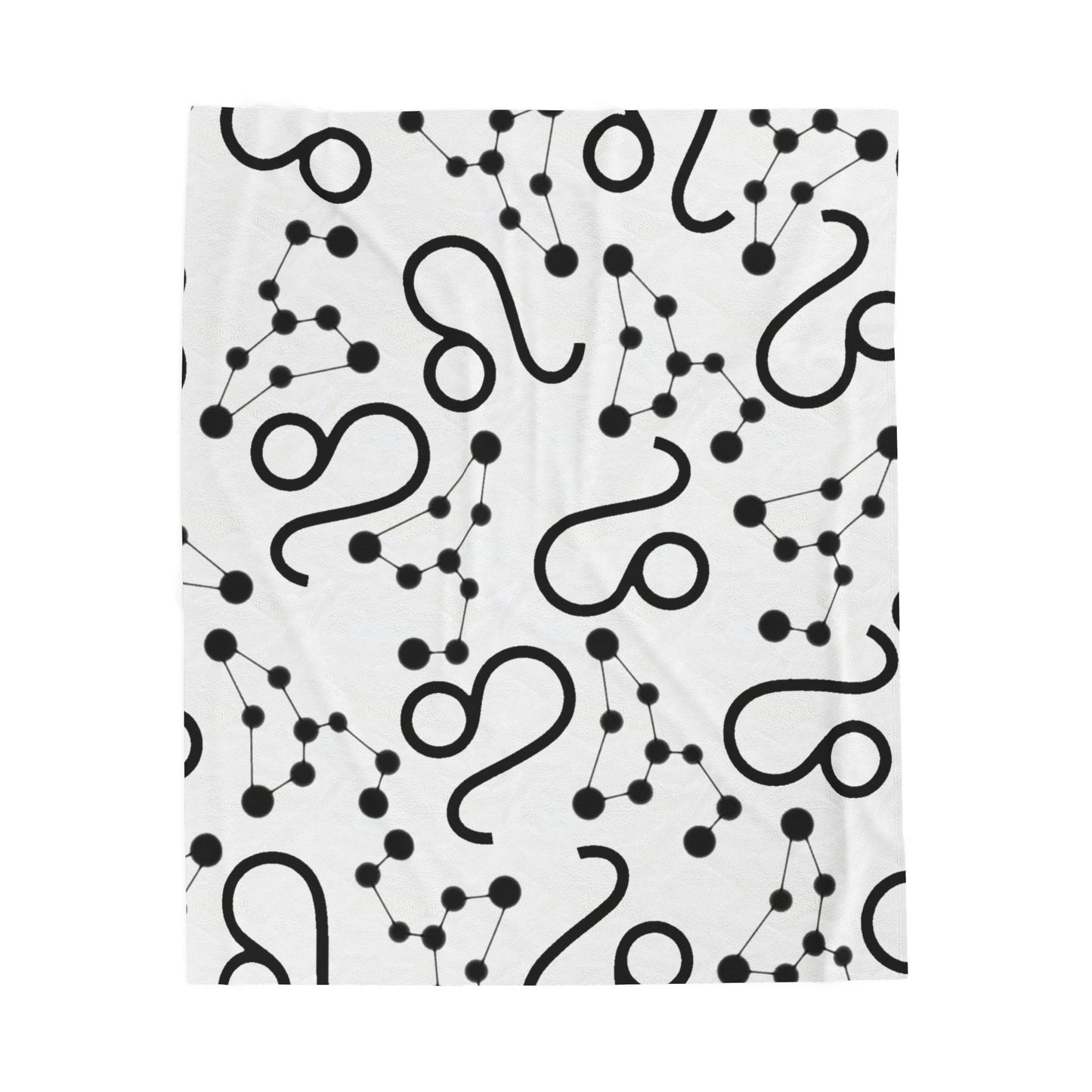 Velveteen Plush Blanket, Leo Zodiac Sign, Constellation & Symbol, White, 100% polyester