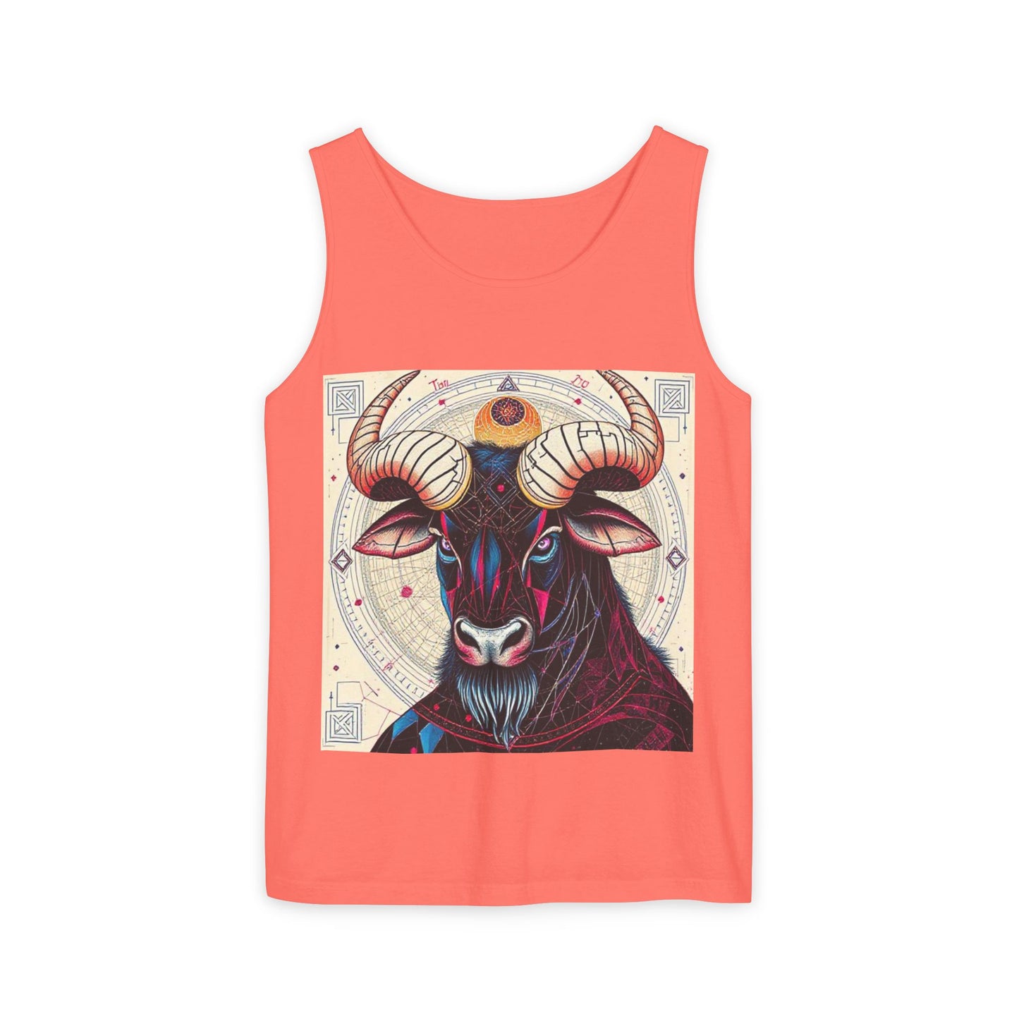 Unisex Garment-Dyed, Tank Top, Taurus Design, Pop Art, 100% US cotton
