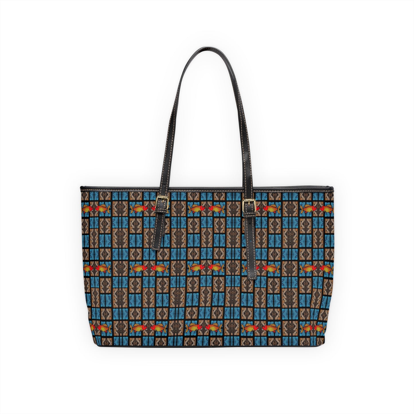 Leather Shoulder Bag, Pisces, Zodiac v4, Shapes Pattern
