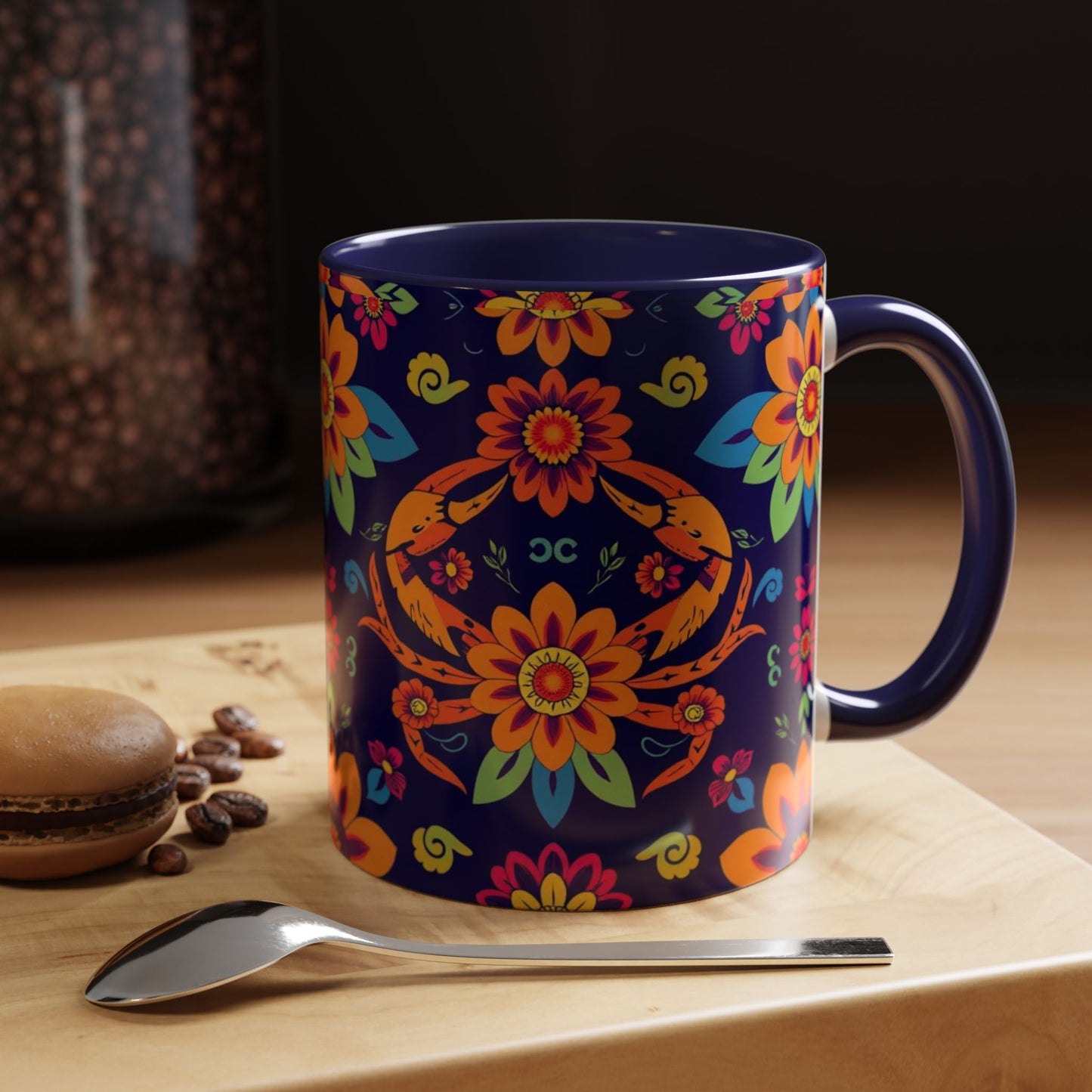Accent Coffee Mug, Cancer, Zodiac, Flower Pattern, (11, 15oz)