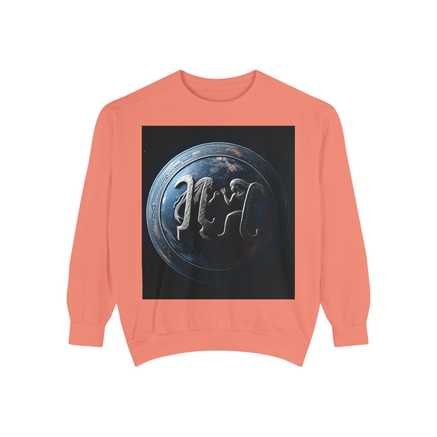 Garment-Dyed Sweatshirt, Unisex, Space Symbol Design, Gemini