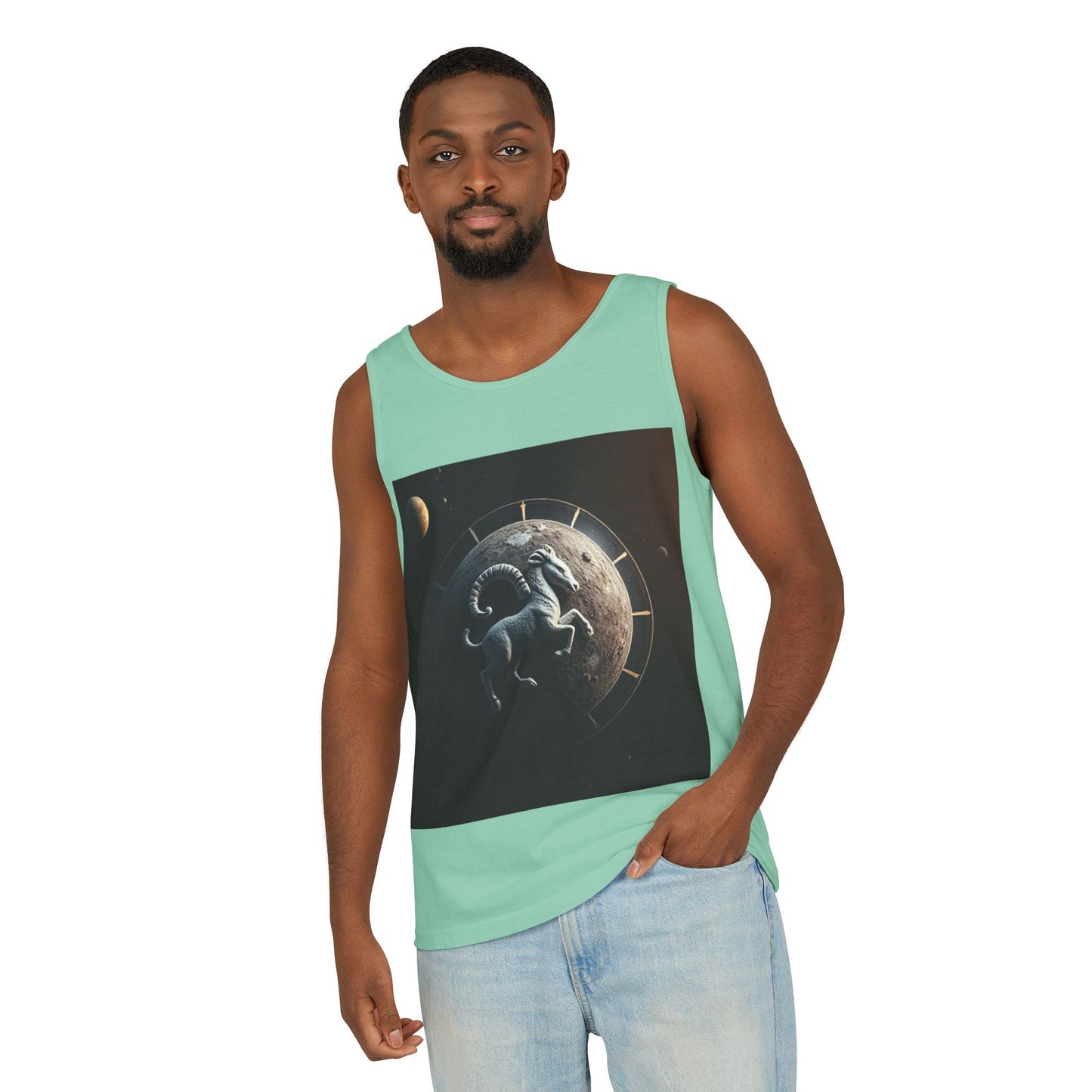 Unisex Garment-Dyed, Tank Top, Aries Design, Planet Animal, 100% Ringspun US cotton