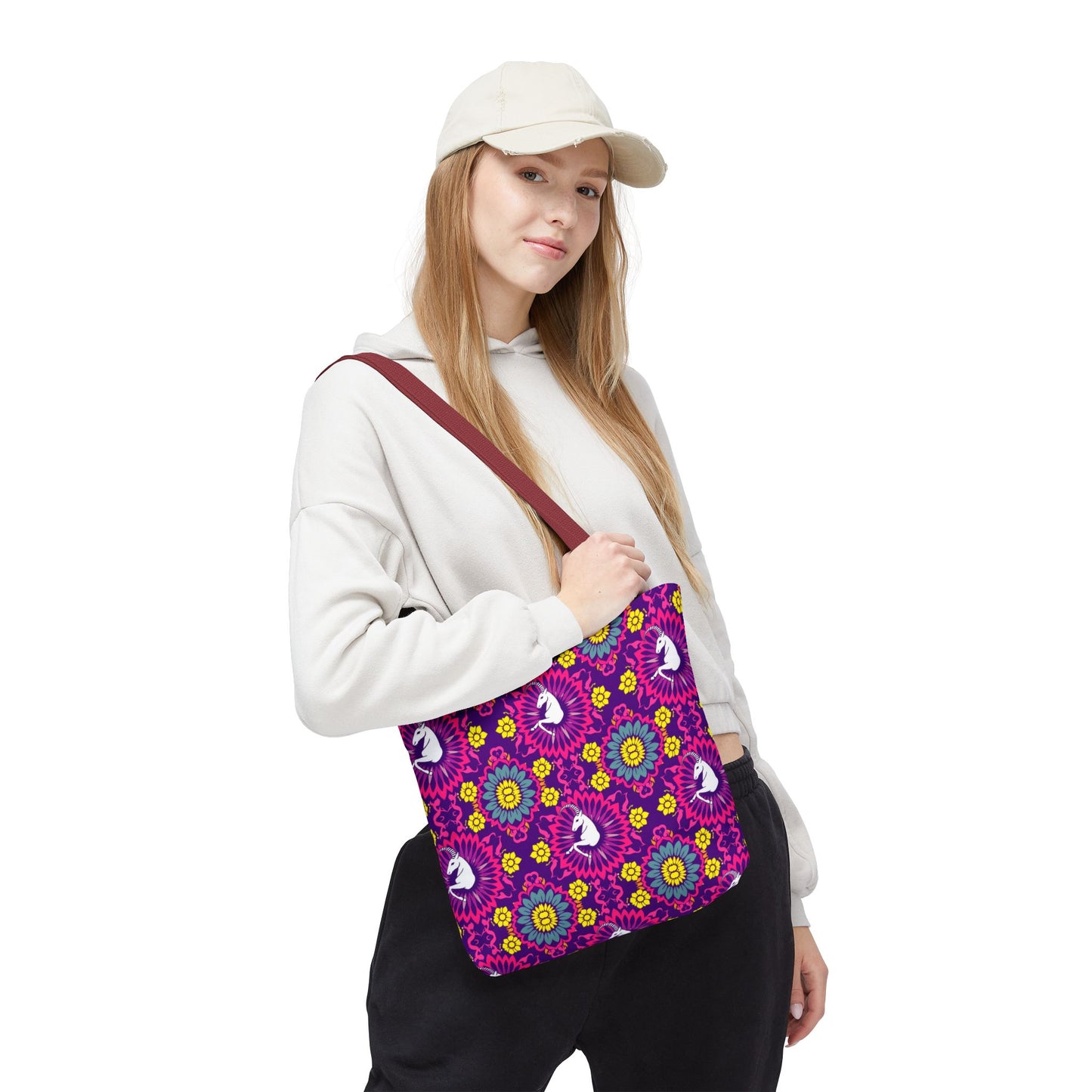 Tote Bag, (AOP), Capricorn, Zodiac v5, Flower Pattern