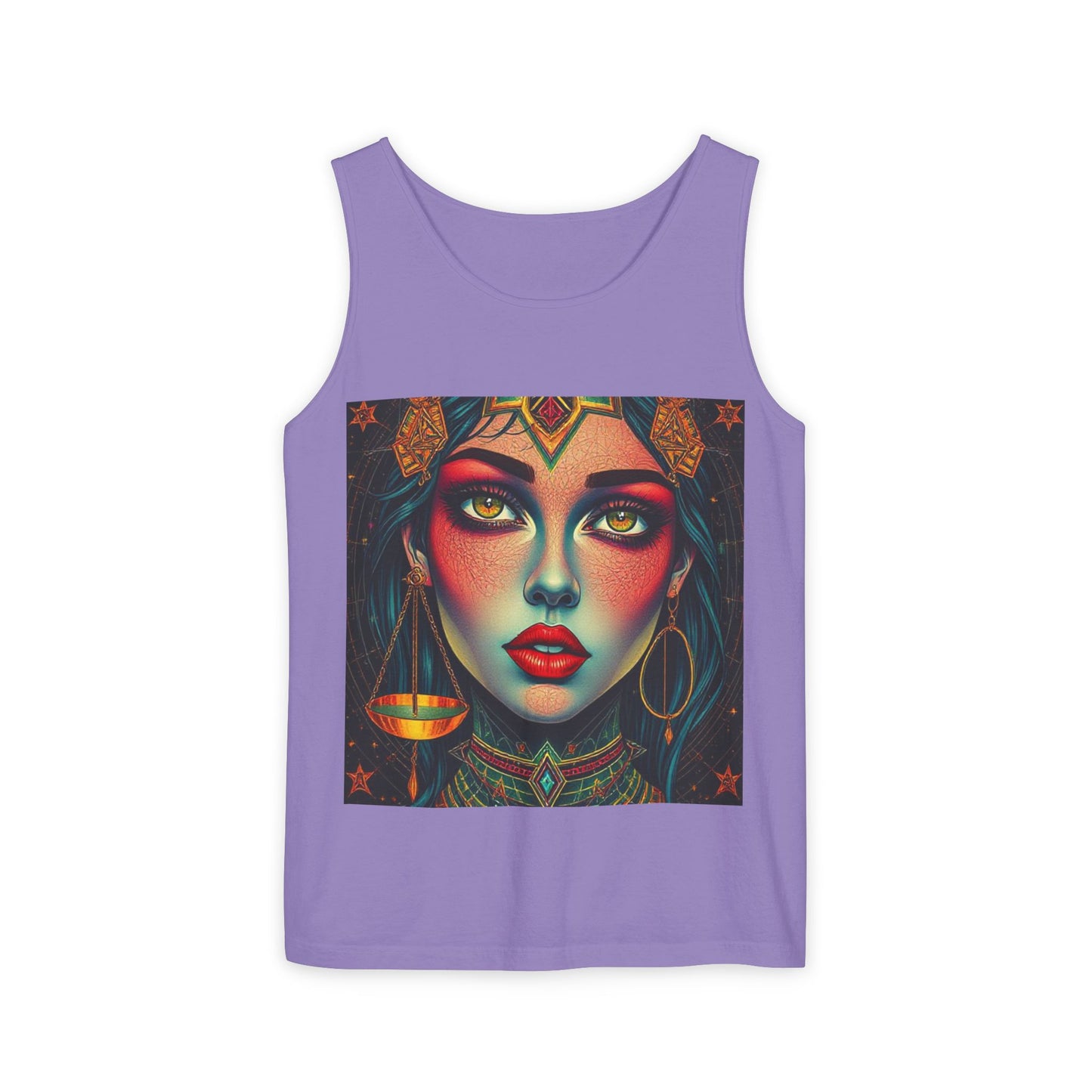 Unisex Garment-Dyed, Tank Top, Libra Design, Pop Art, 100% US cotton