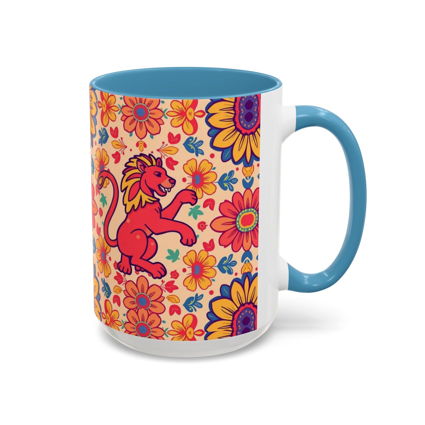 Accent Coffee Mug, Leo, Zodiac, Flower Pattern, (11, 15oz)