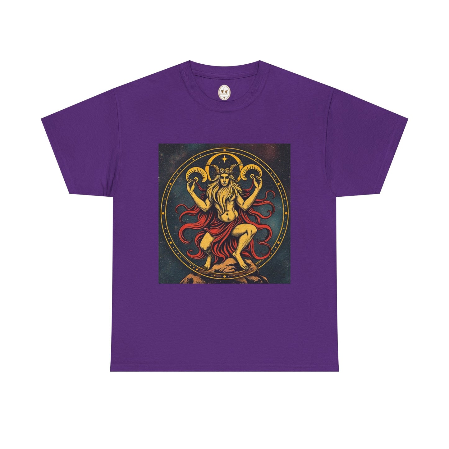 Unisex Heavy Cotton T-Shirt, Aries God 3v, Zodiac Design