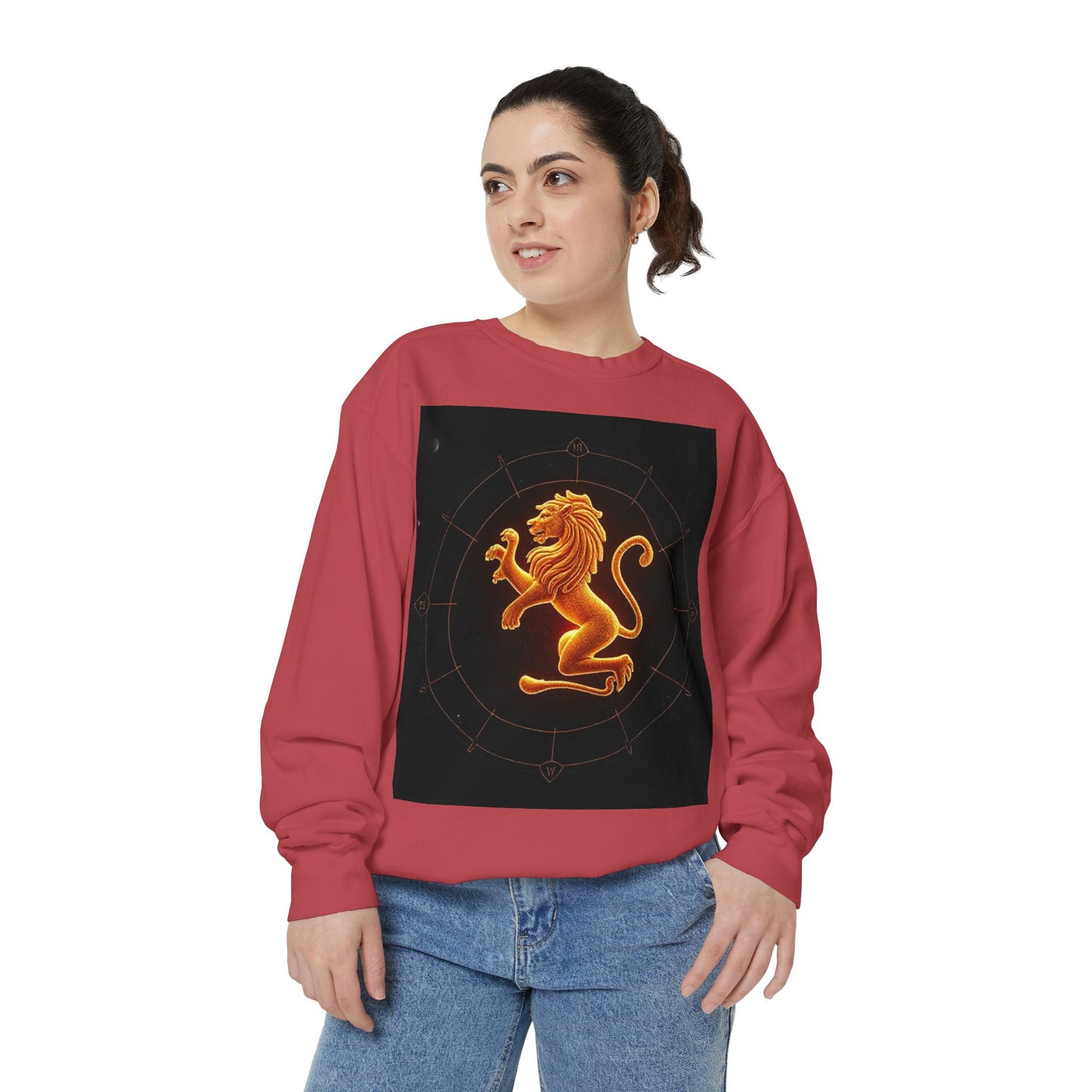 Garment-Dyed Sweatshirt, Unisex, Space Animal Design v1, Leo