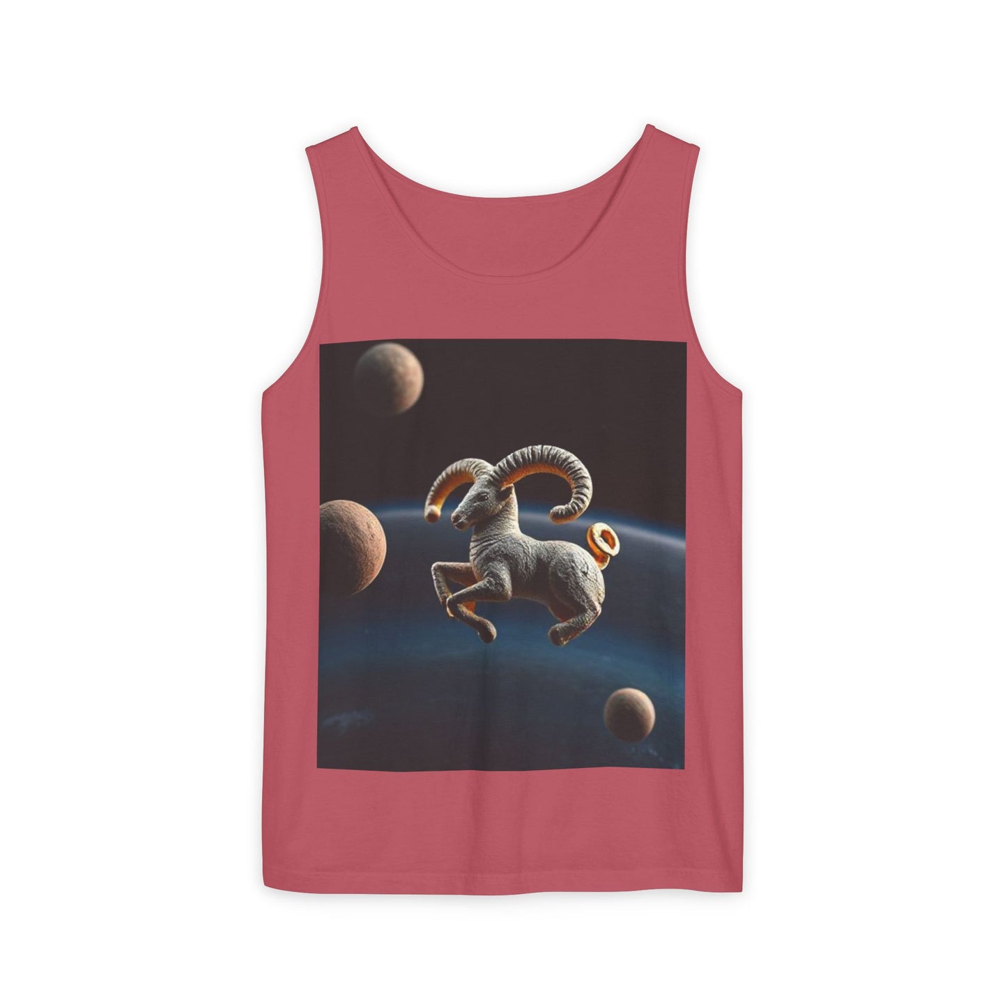 Unisex Garment-Dyed, Tank Top, Aries Design, Planet Animal v1, 100% US cotton