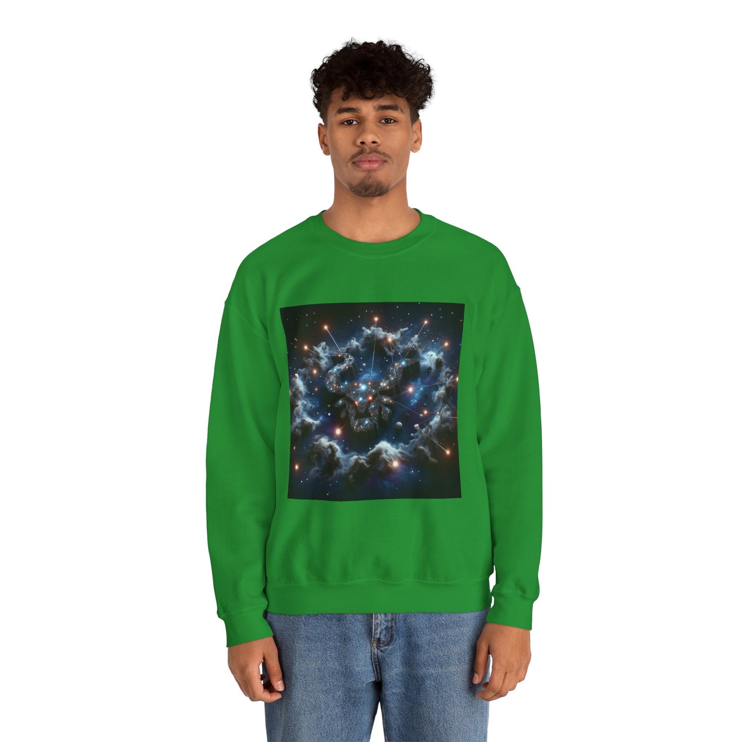 Unisex Heavy Blend™ Crewneck Sweatshirt, Space Bullhead, Taurus Zodiac Design