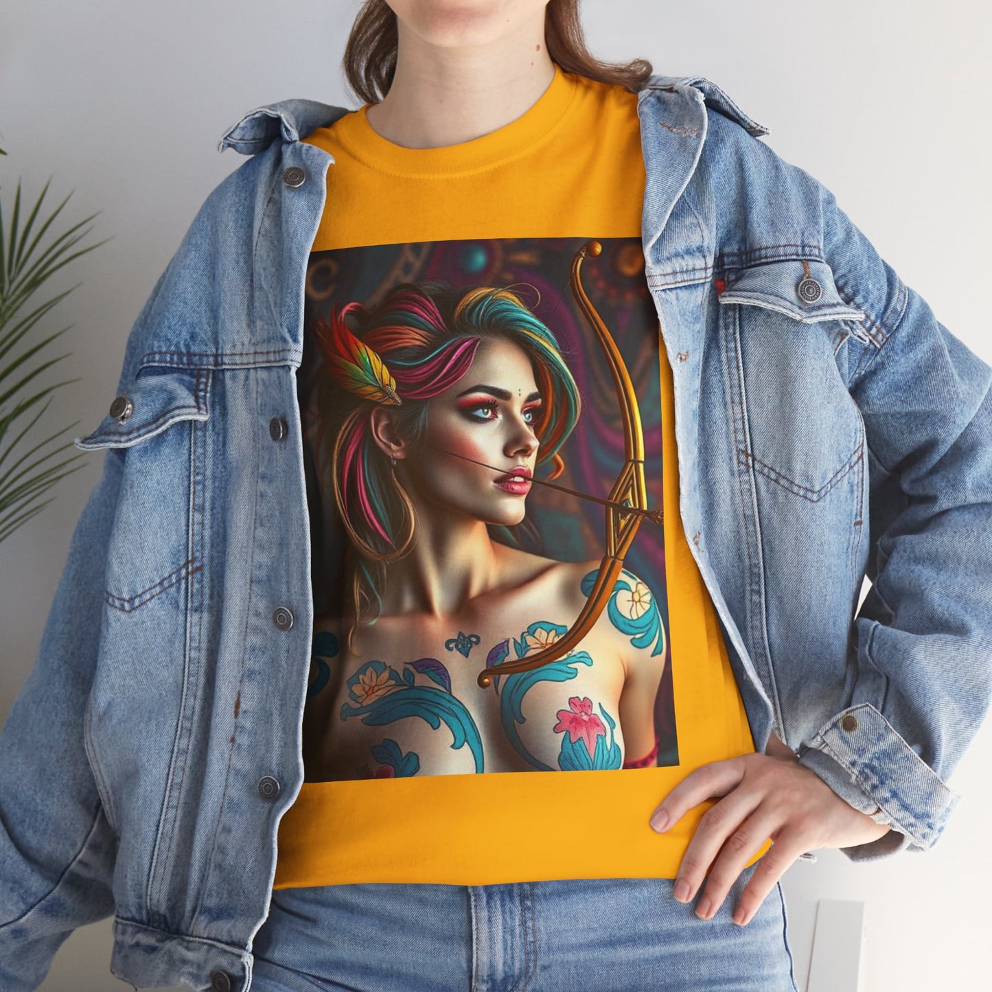 Unisex Heavy Cotton T-Shirt, Sagittarius, Zodiac v1, Sexy Art