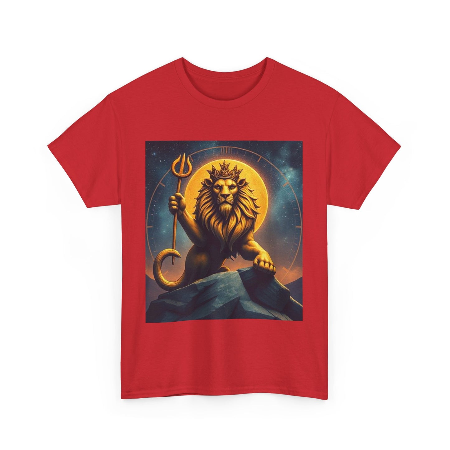 Unisex Heavy Cotton T-Shirt, King of Lions v2, Leo Zodiac Design